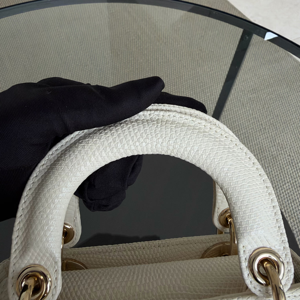 Dior Lady Mini - Exotic Lizard White Gold Hardware