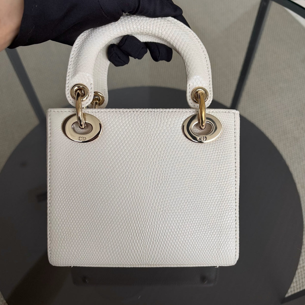 Dior Lady Mini - Exotic Lizard White Gold Hardware