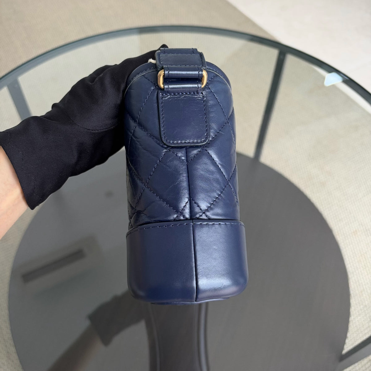 Chanel Gabrielle Small - Aged Calfskin Dark Blue Mixed Gold Hardware Series 26