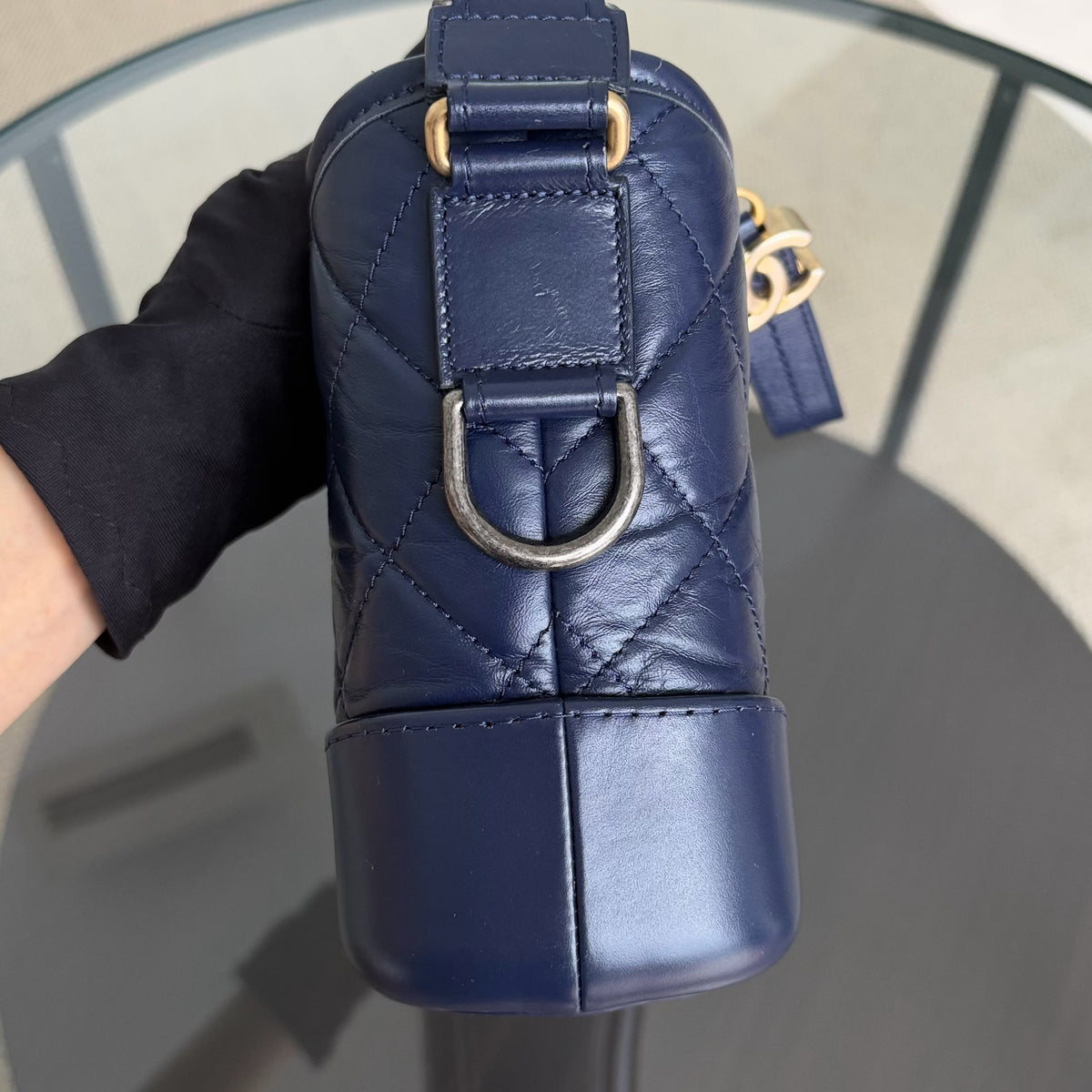 Chanel Gabrielle Small - Aged Calfskin Dark Blue Mixed Gold Hardware Series 26