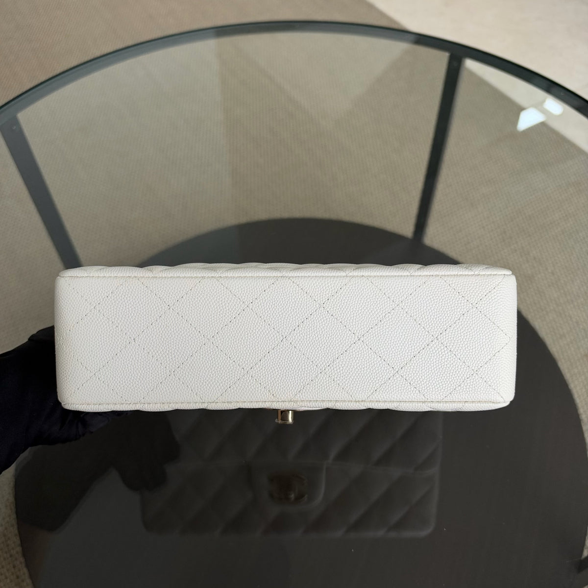 Chanel Classic Flap Small - Caviar 23CM Quilted White Gold Hardware Series 28