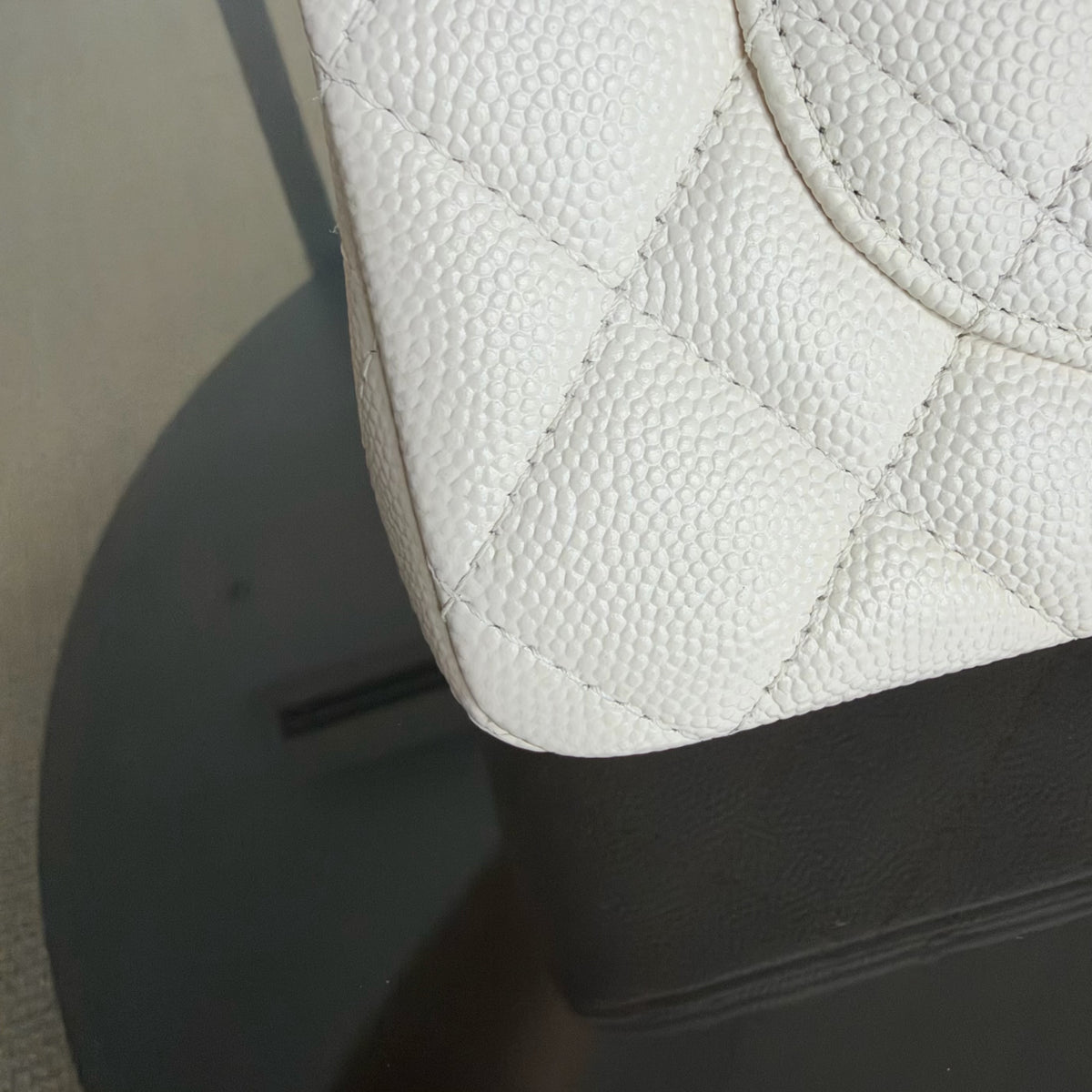 Chanel Classic Flap Small - Caviar 23CM Quilted White Gold Hardware Series 28