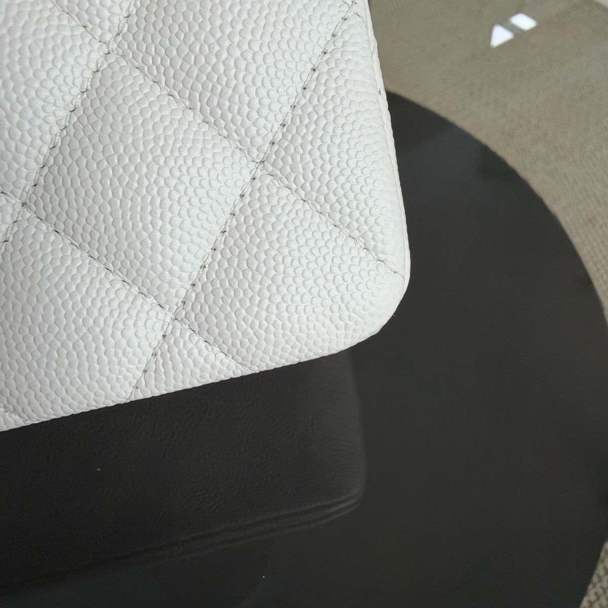 Chanel Classic Flap Small - Caviar 23CM Quilted White Gold Hardware Series 28