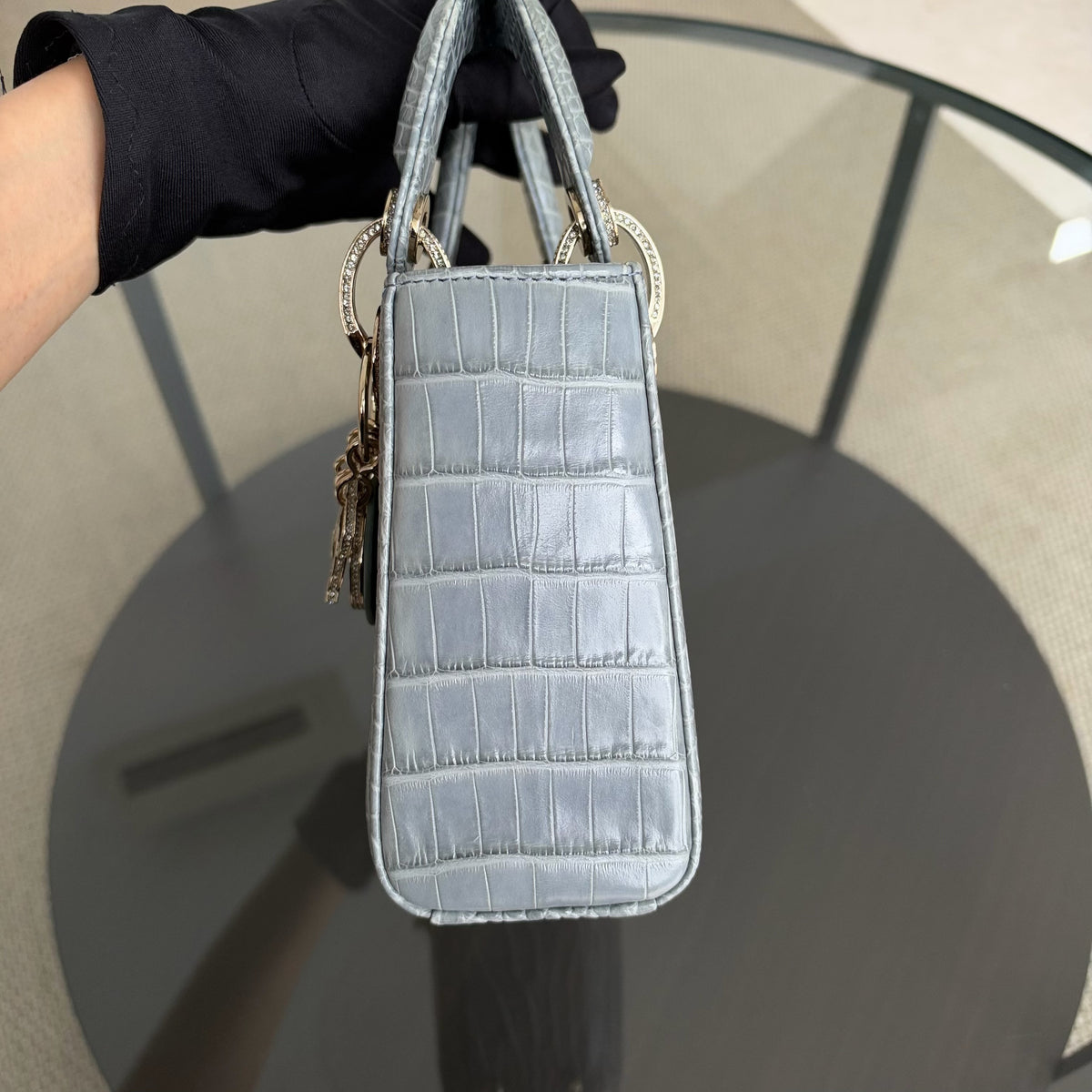 Dior Lady Mini - Exotic Himalaya Crocodile Limited Edition Swarovski Crystal Silver Hardware