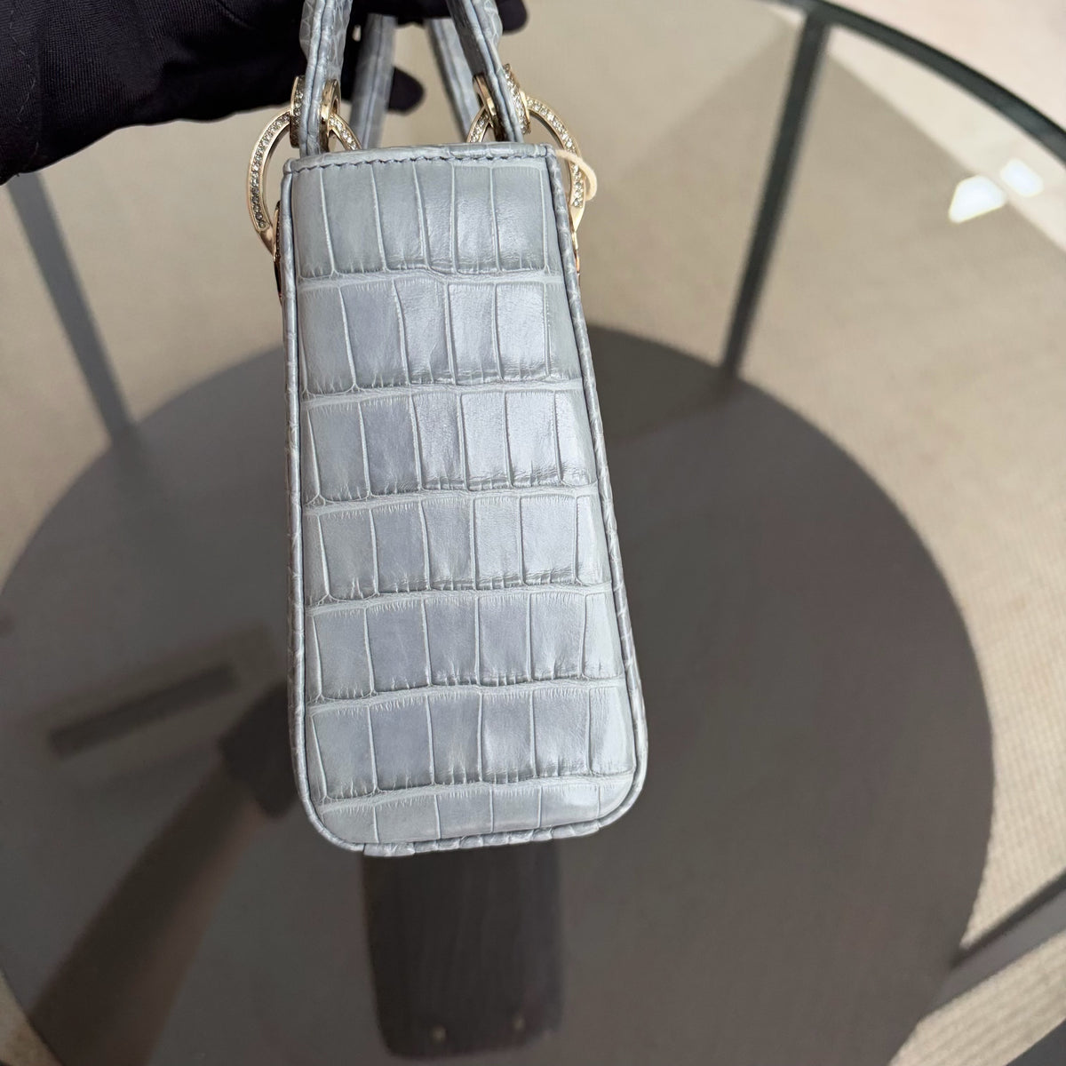 Dior Lady Mini - Exotic Himalaya Crocodile Limited Edition Swarovski Crystal Silver Hardware