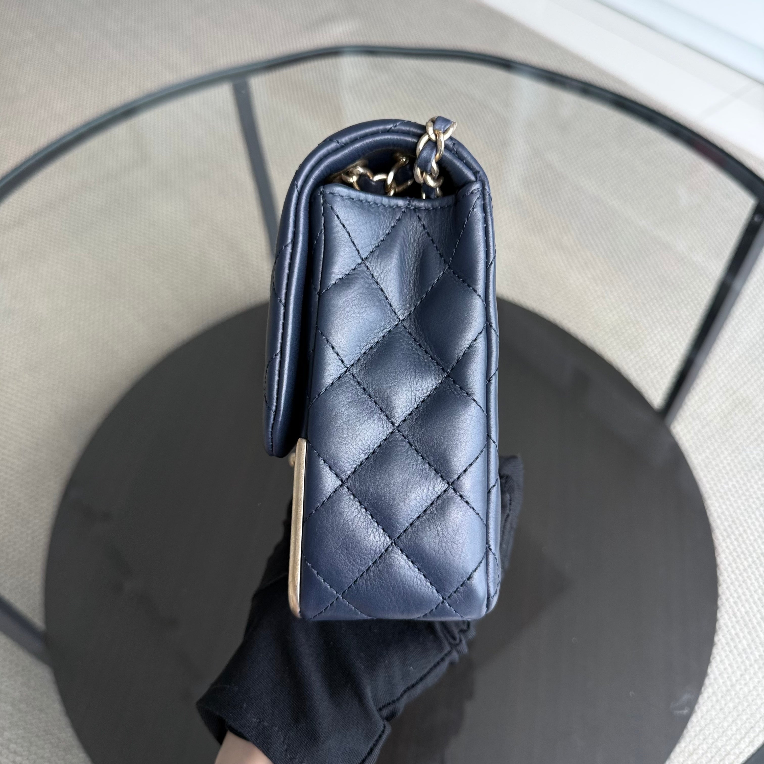 Chanel Classic Flap Rock The Corner - 25CM Calfskin Quilted Dark Blue Gold Hardware Series 24