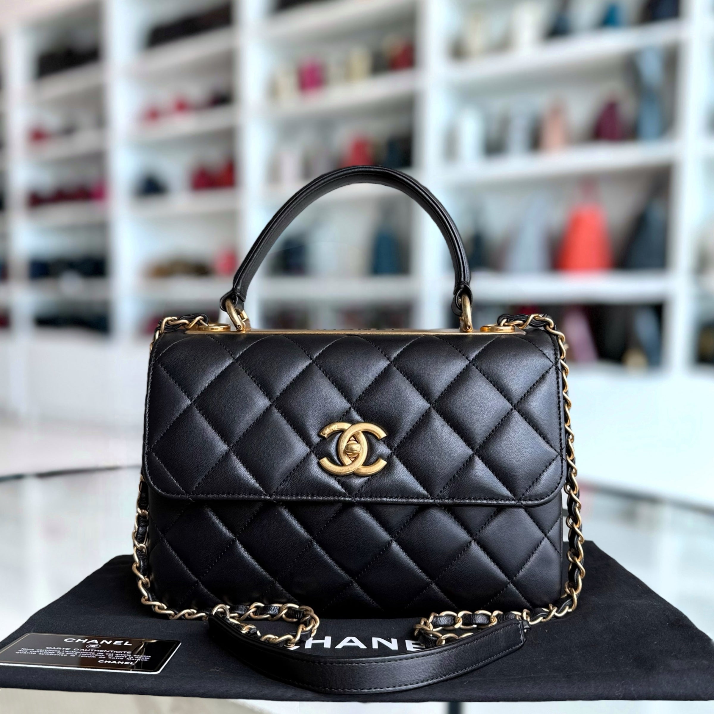 Chanel Trendy CC Small - Quilted Lambskin Black Gold Hardware Series 21