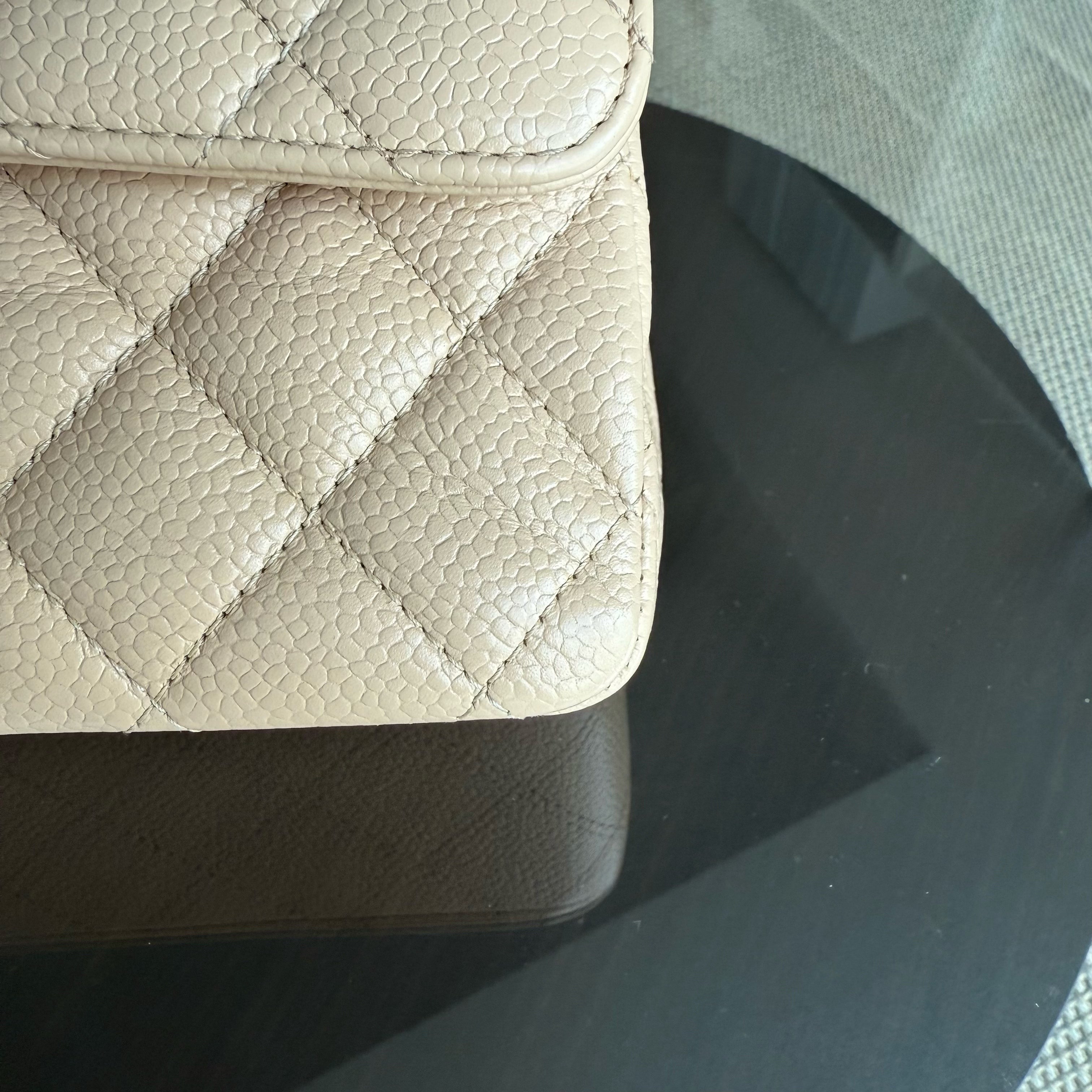 Chanel Classic Flap Medium - Caviar 25CM Quilted Beige Gold Hardware Series 14