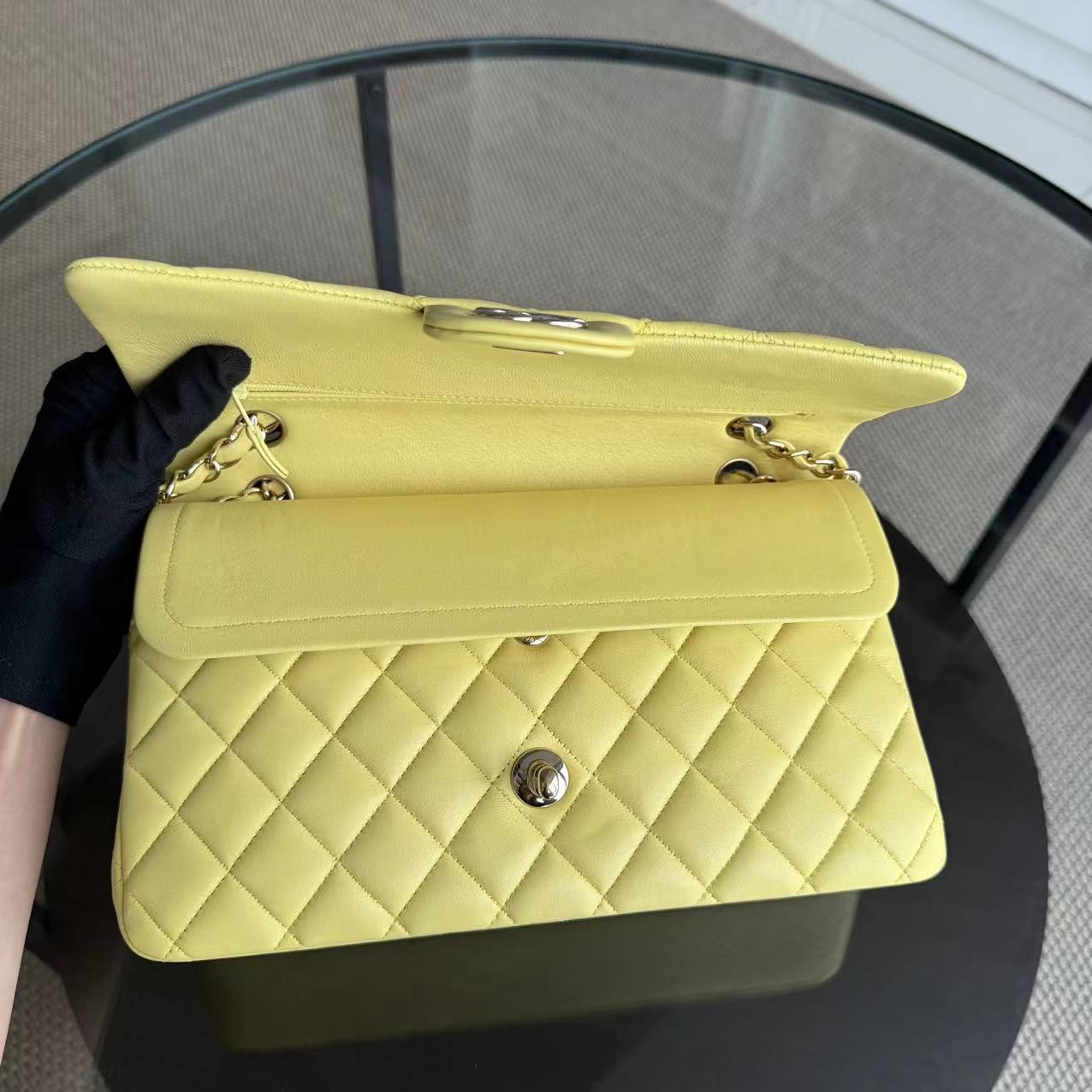 Chanel Classic Flap Medium - 25CM Quilted Lambskin Yellow Gold Hardware Series 24