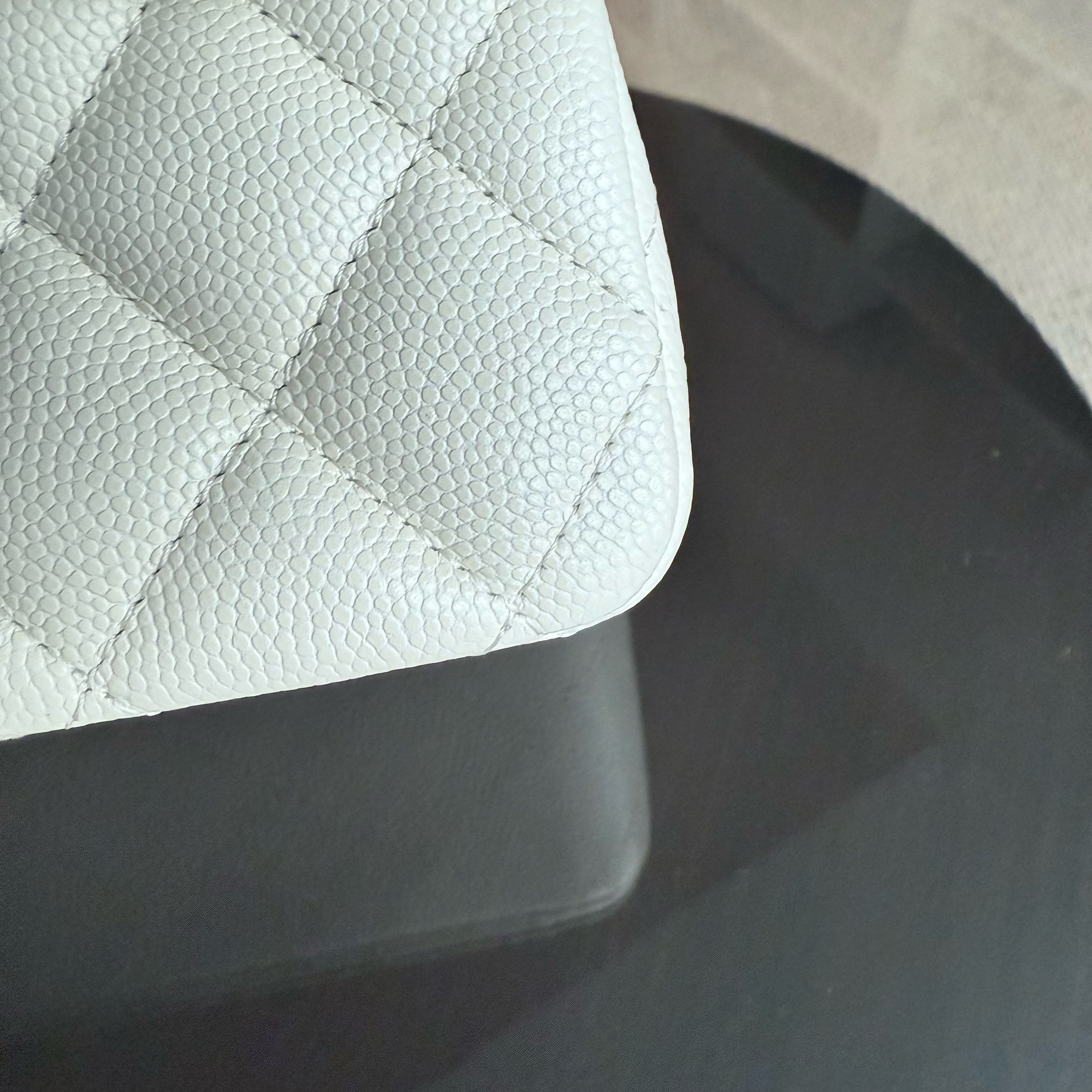 Chanel Classic Flap Small - Caviar 23CM Quilted Grained Calfskin White Gold Hardware Series 26
