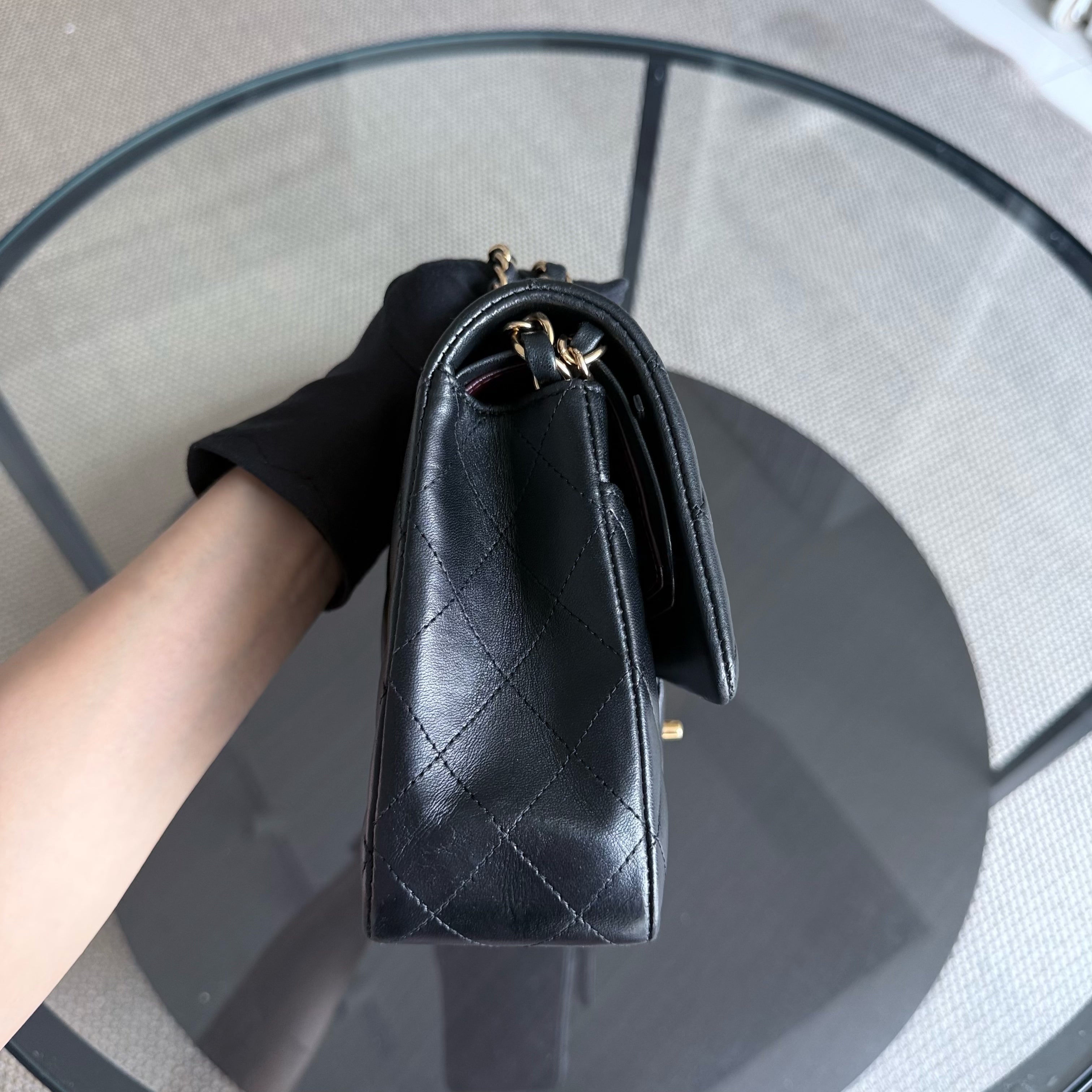 Chanel Classic Flap Medium - 25CM Quilted Lambskin Black Gold Hardware Series 27