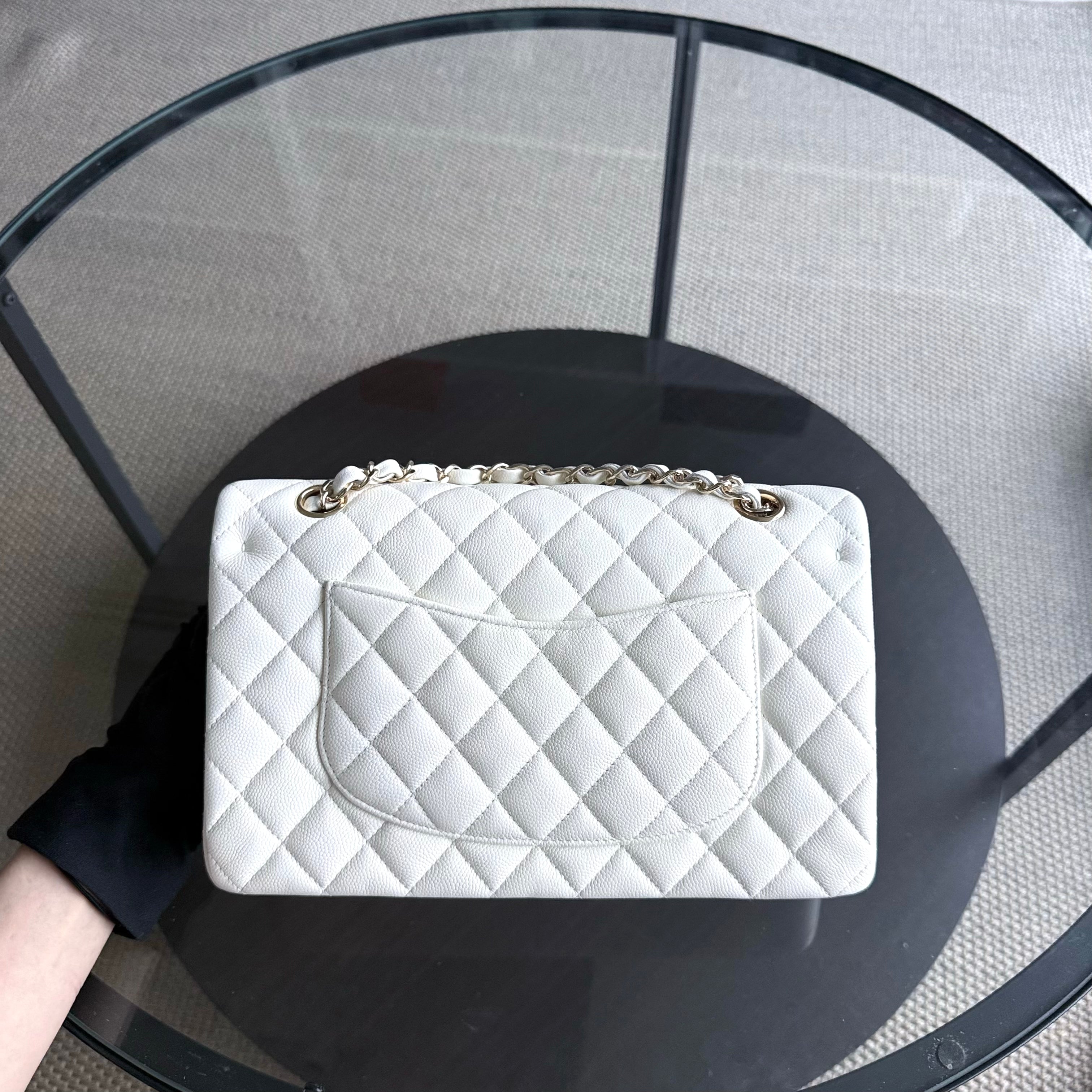Chanel Classic Flap Small - Caviar 23CM Quilted Grained Calfskin White Gold Hardware Series 26