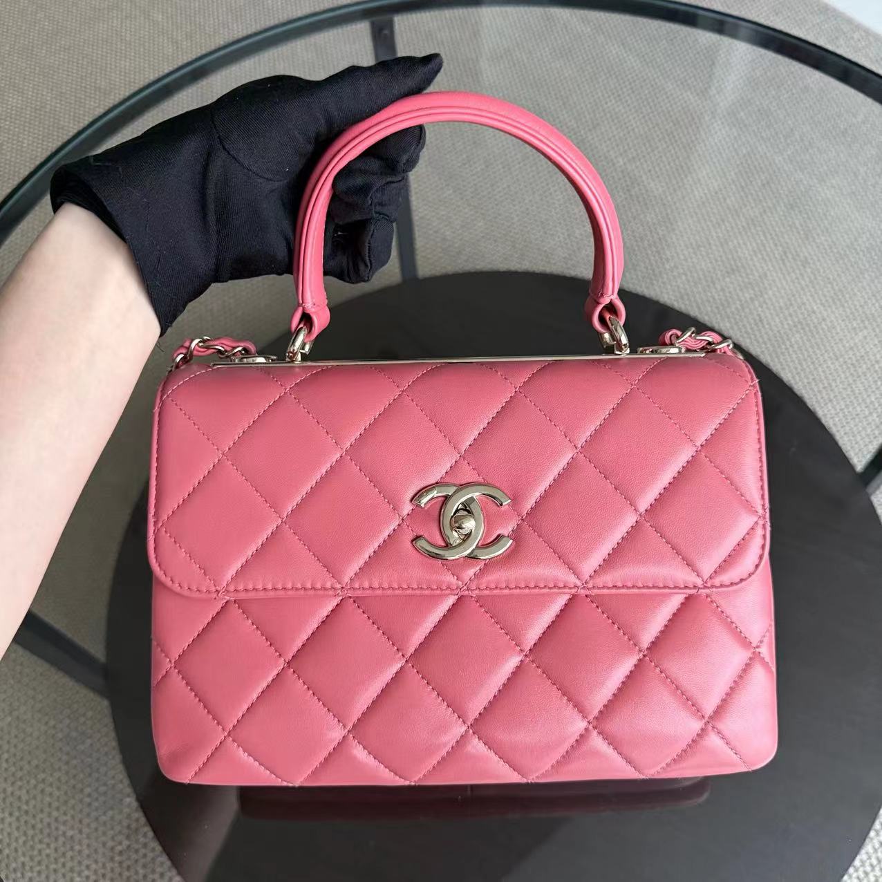 Chanel Trendy CC Small - 25CM Quilted Lambskin Pink Gold Hardware Series 23