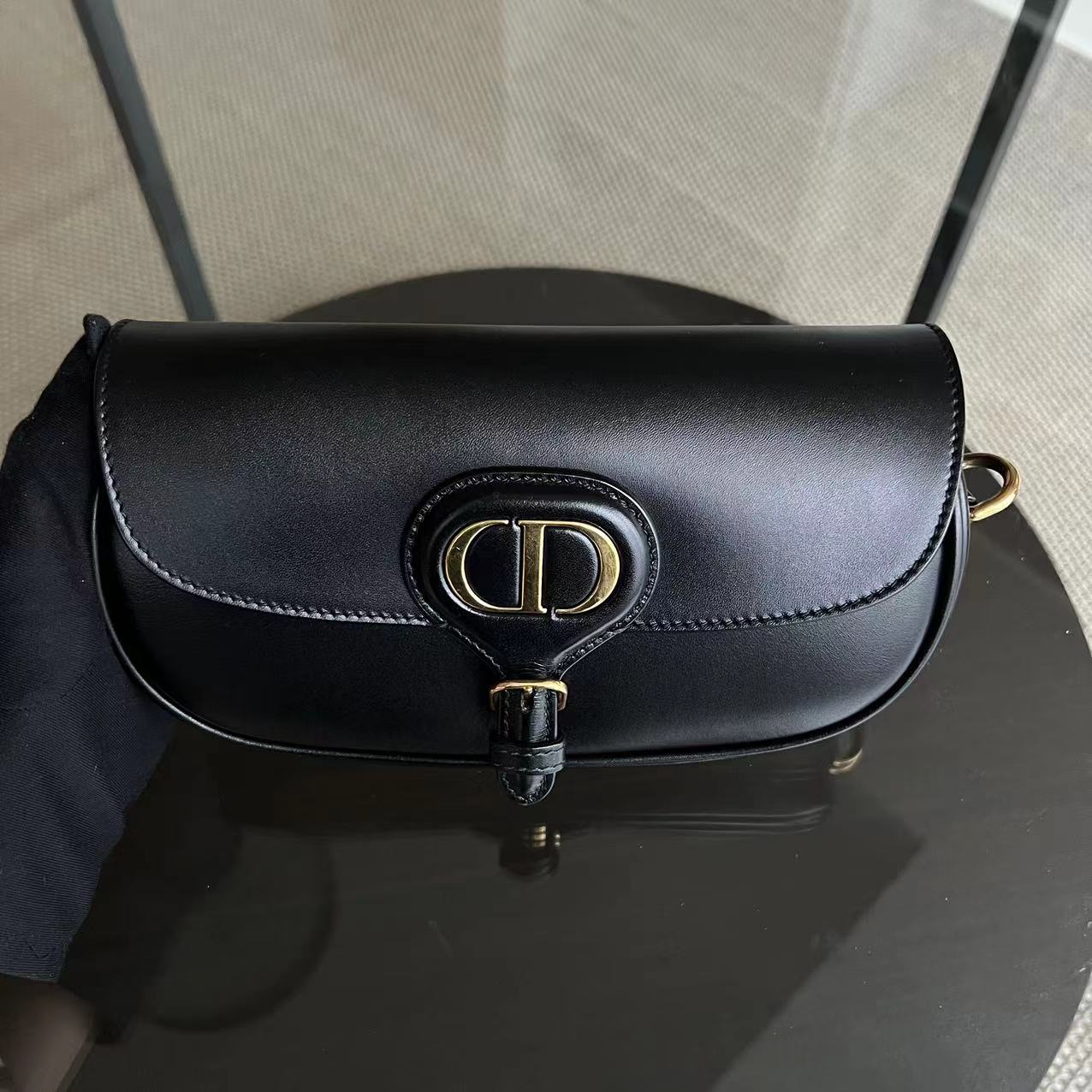 Dior Bobby East West Smooth Calfskin Black Golden Hardware