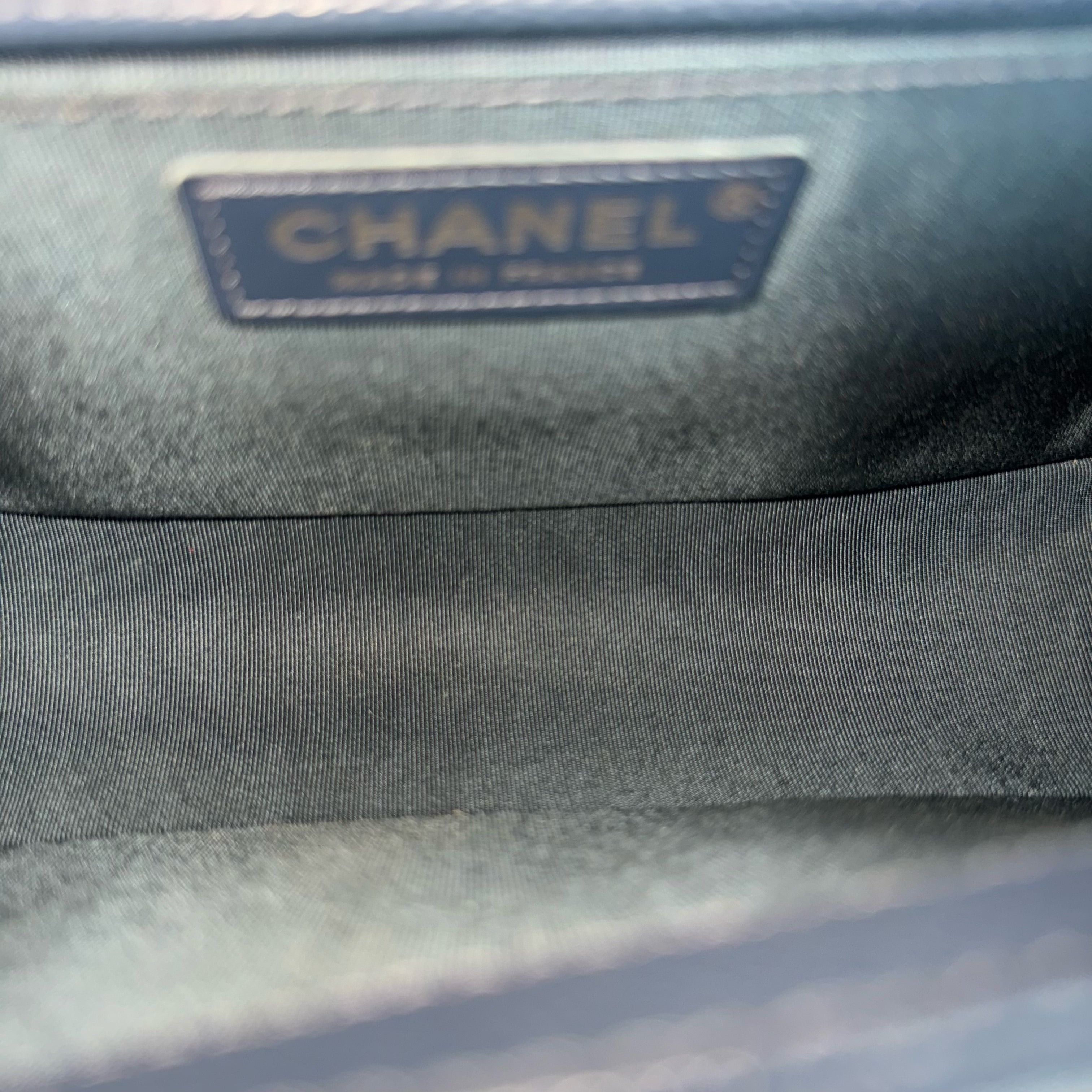 Chanel Boy Medium - Caviar 25CM Quilted Dark Navy Blue Ruthenium Silver Hardware Series 25