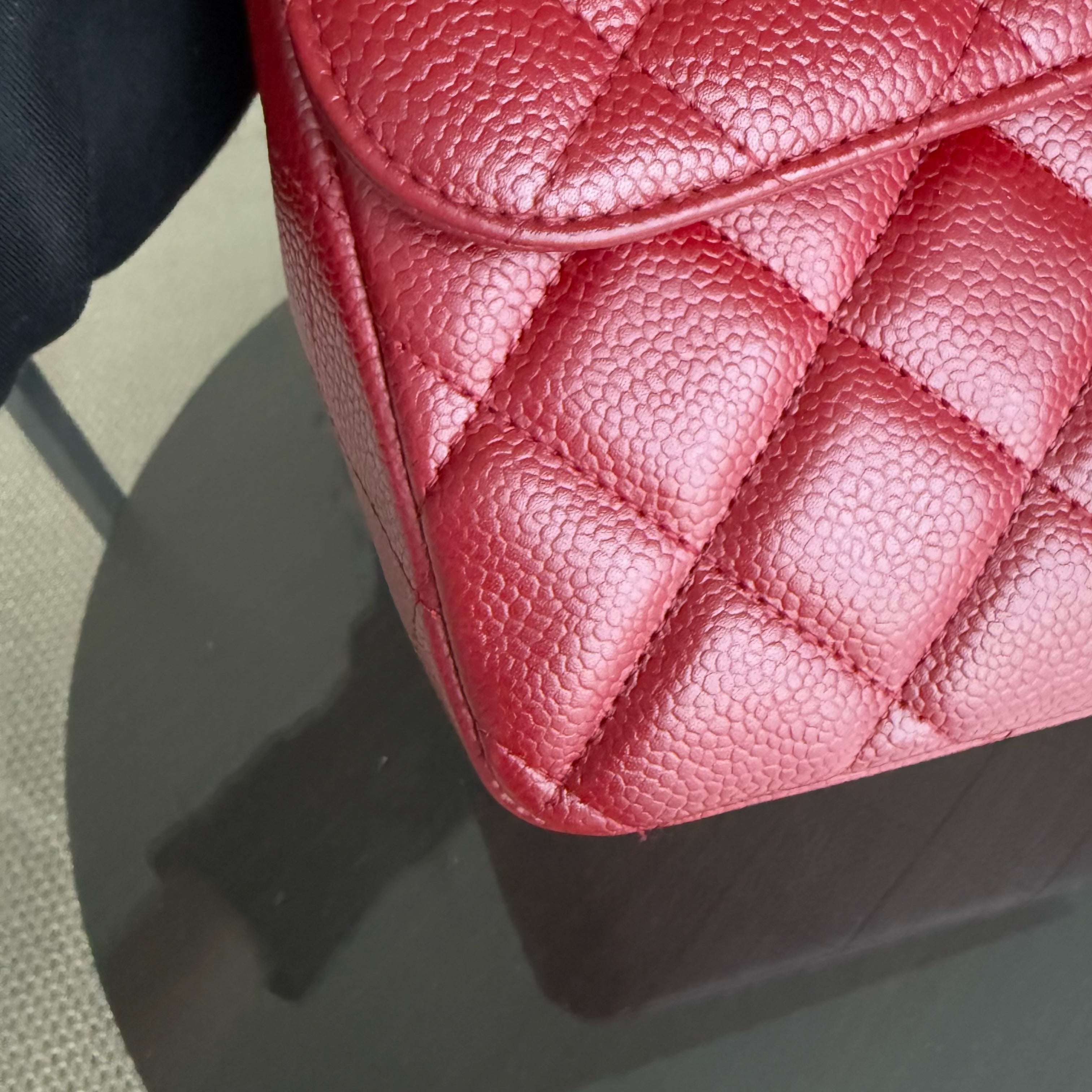 Chanel Classic Flap Jumbo - Caviar 30CM Single Flap Quilted Burgundy Dark Red Silver Hardware Series 13