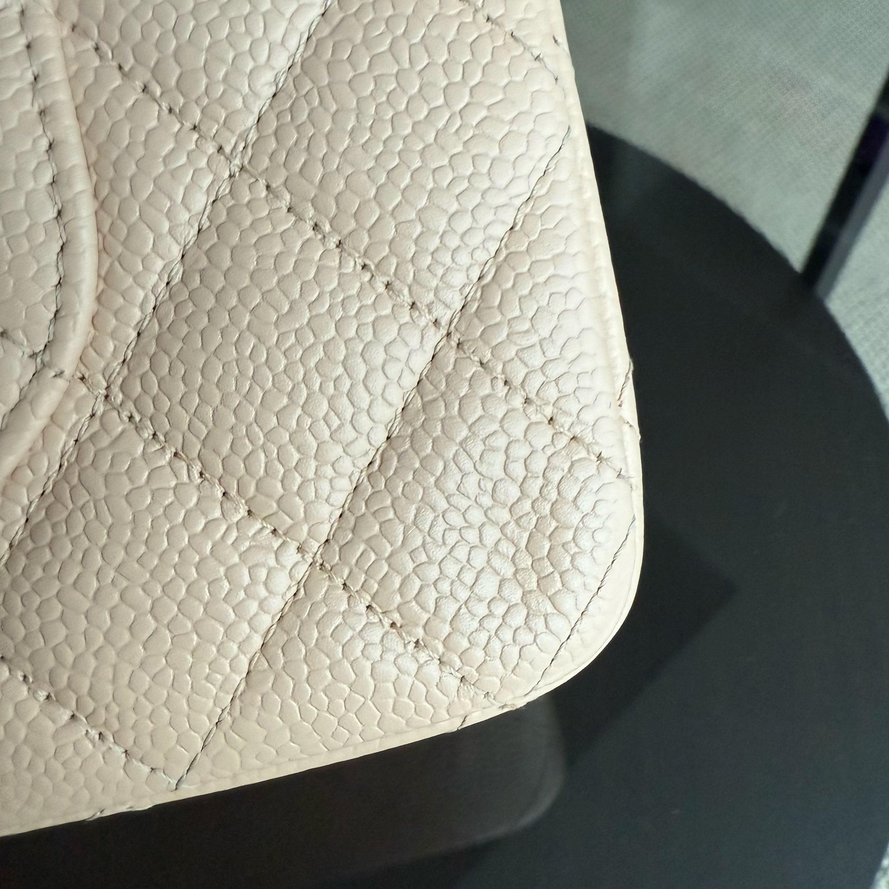 Chanel Classic Flap Medium - Caviar 25CM Quilted Beige 24K Gold Hardware Series 12