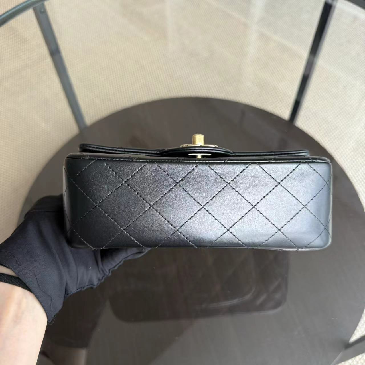 Chanel Classic Flap Mini - 20CM Rectangle Classic Flap Valentine Quilted Lambskin Black Golden Hardware Series 19