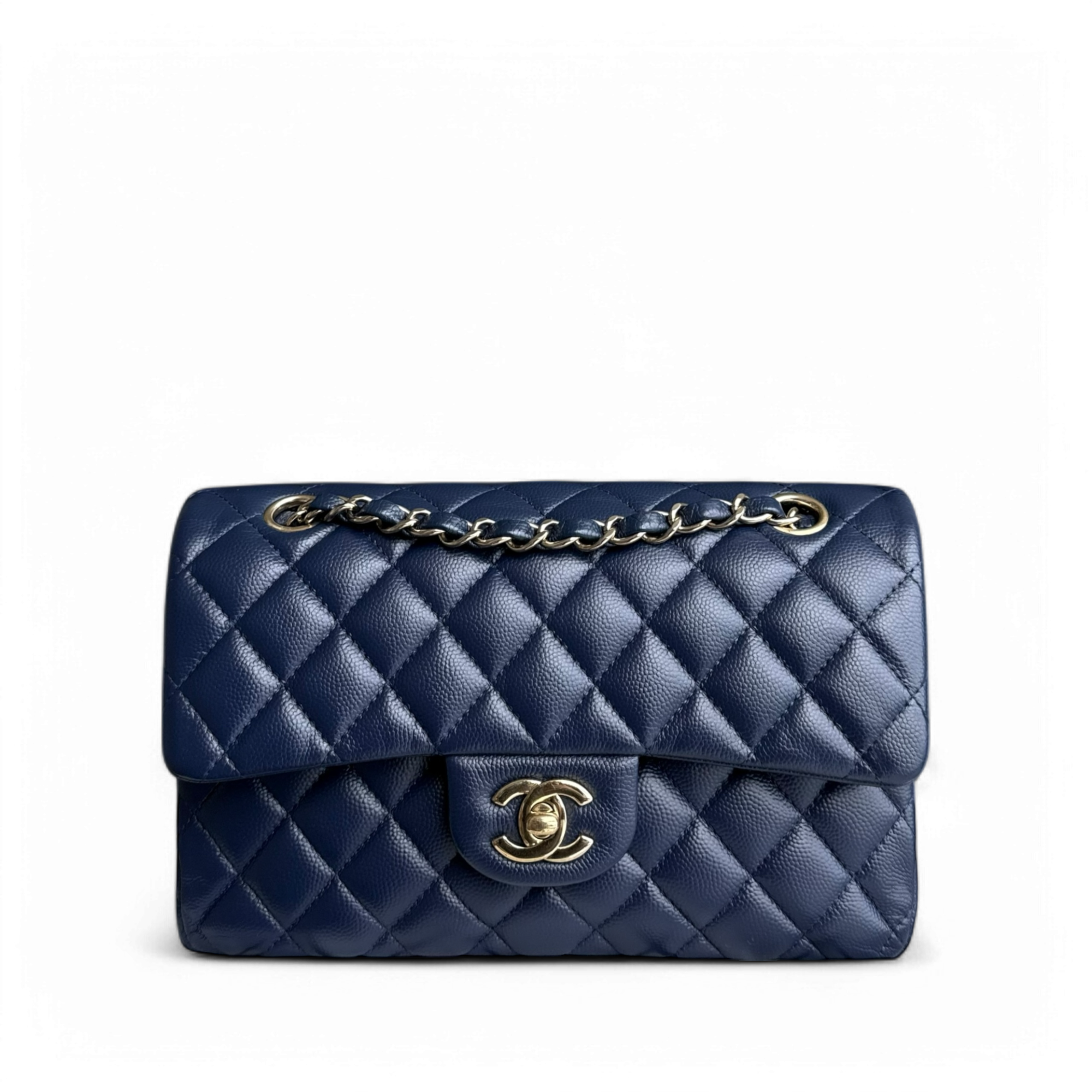 Chanel Classic Flap Small - Caviar 23CM Quilted Dark Navy Blue Gold Hardware Series 29