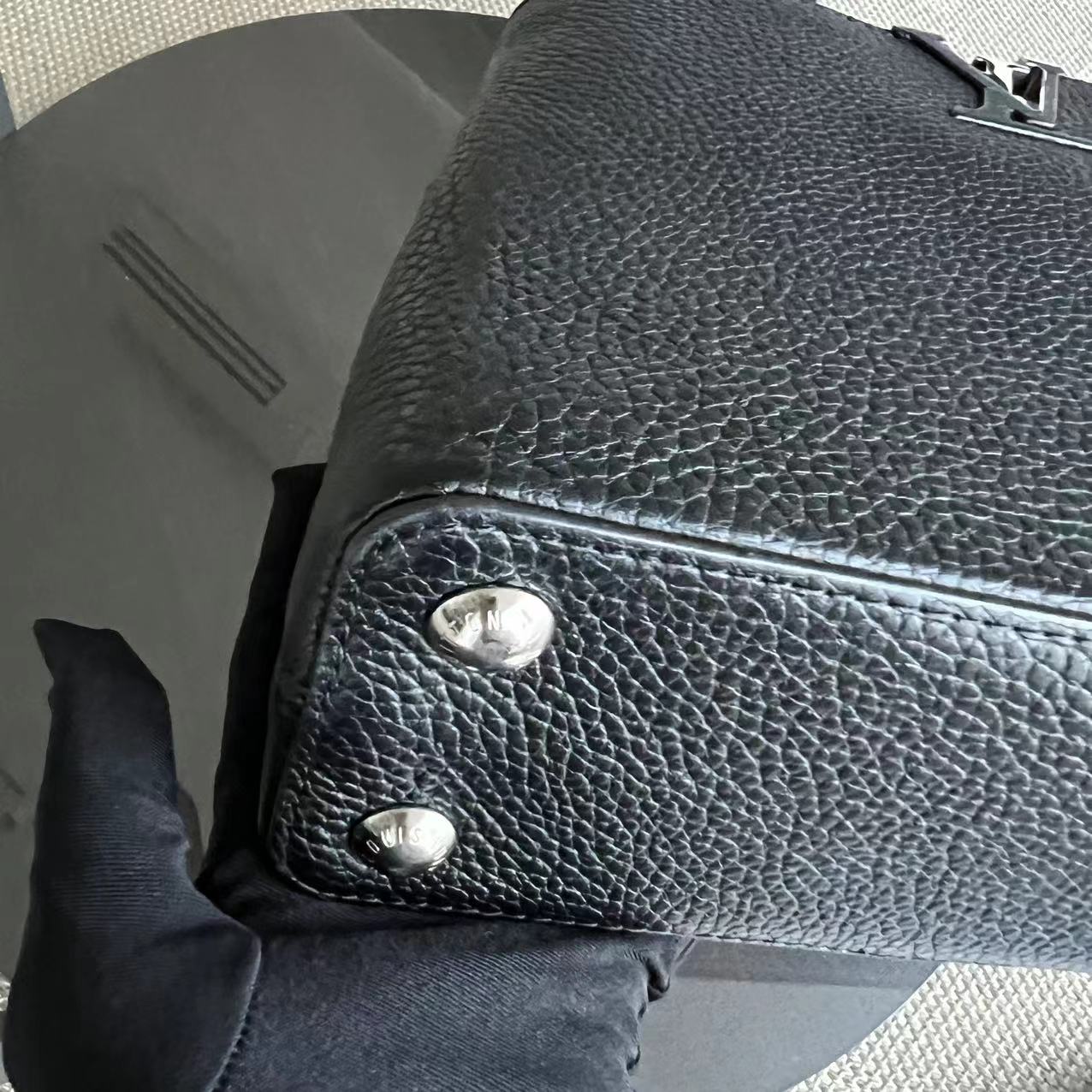 LV Capucines BB Grained Calfskin Black Silver Hardware Louis Vuitton