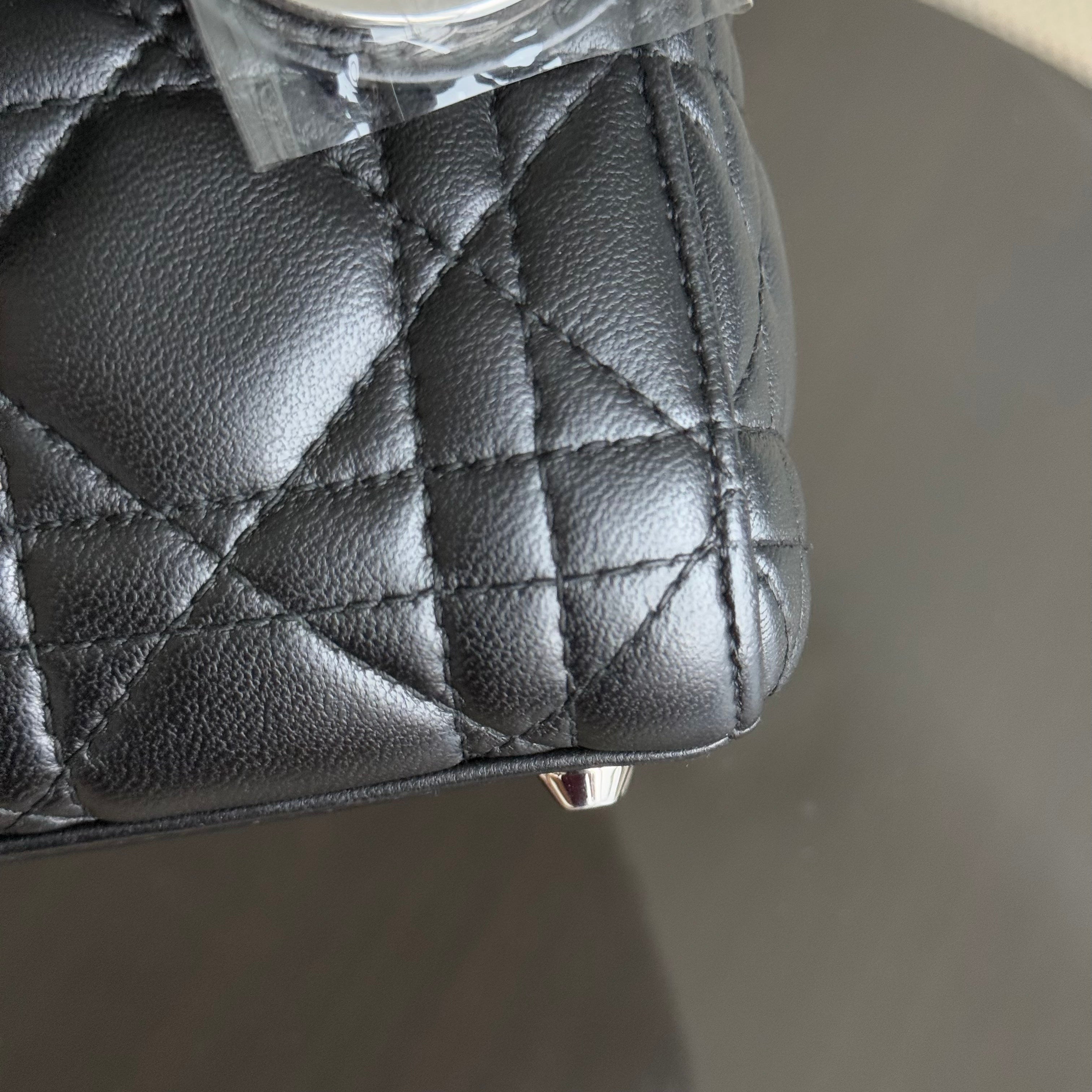 Dior Lady Mini - Cannage Lambskin 17CM Black Silver Hardware Adjustable Strap