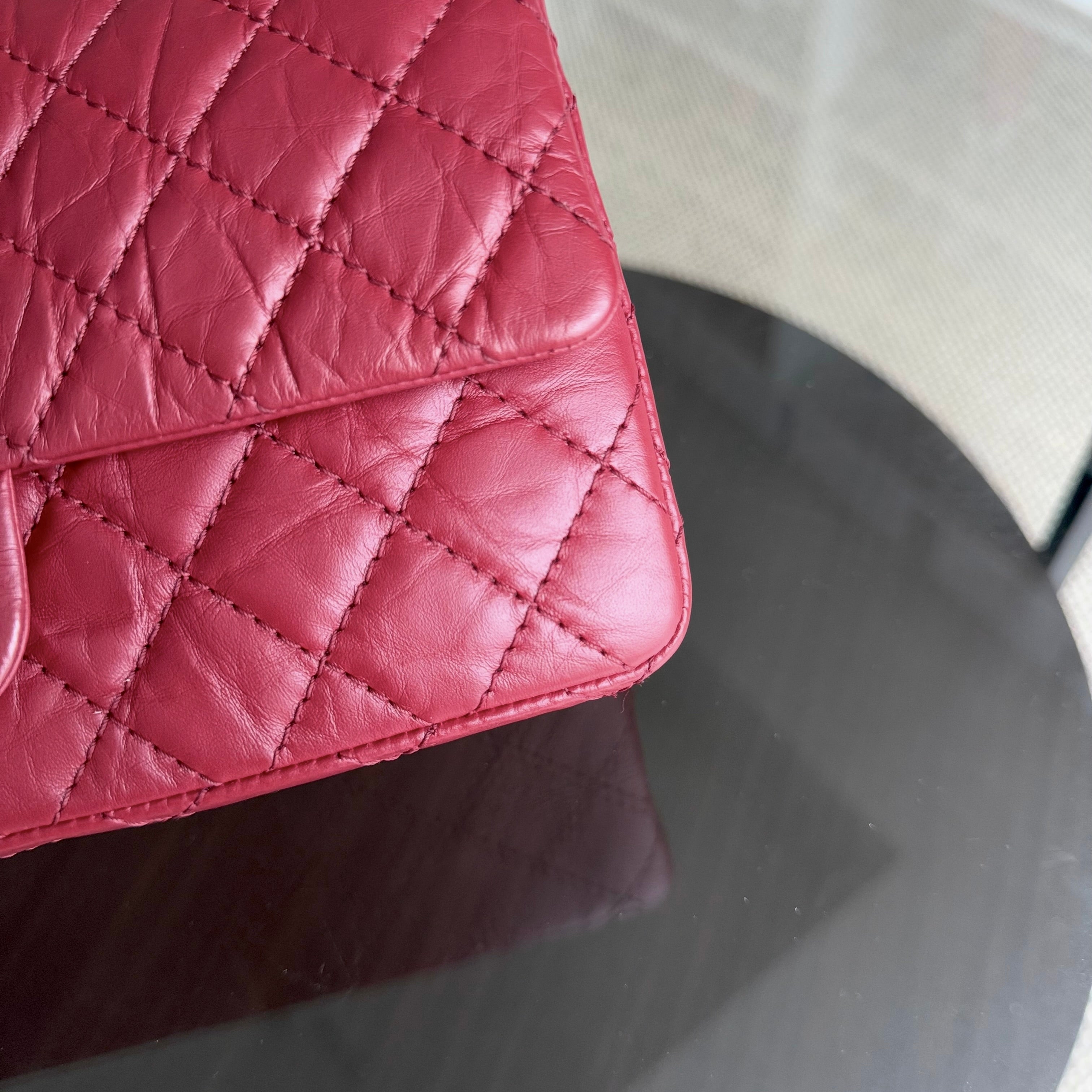 Chanel 2.55 Reissue 255 - 24CM Quilted Calfskin Dark Red Burgundy Gold Hardware Series 25