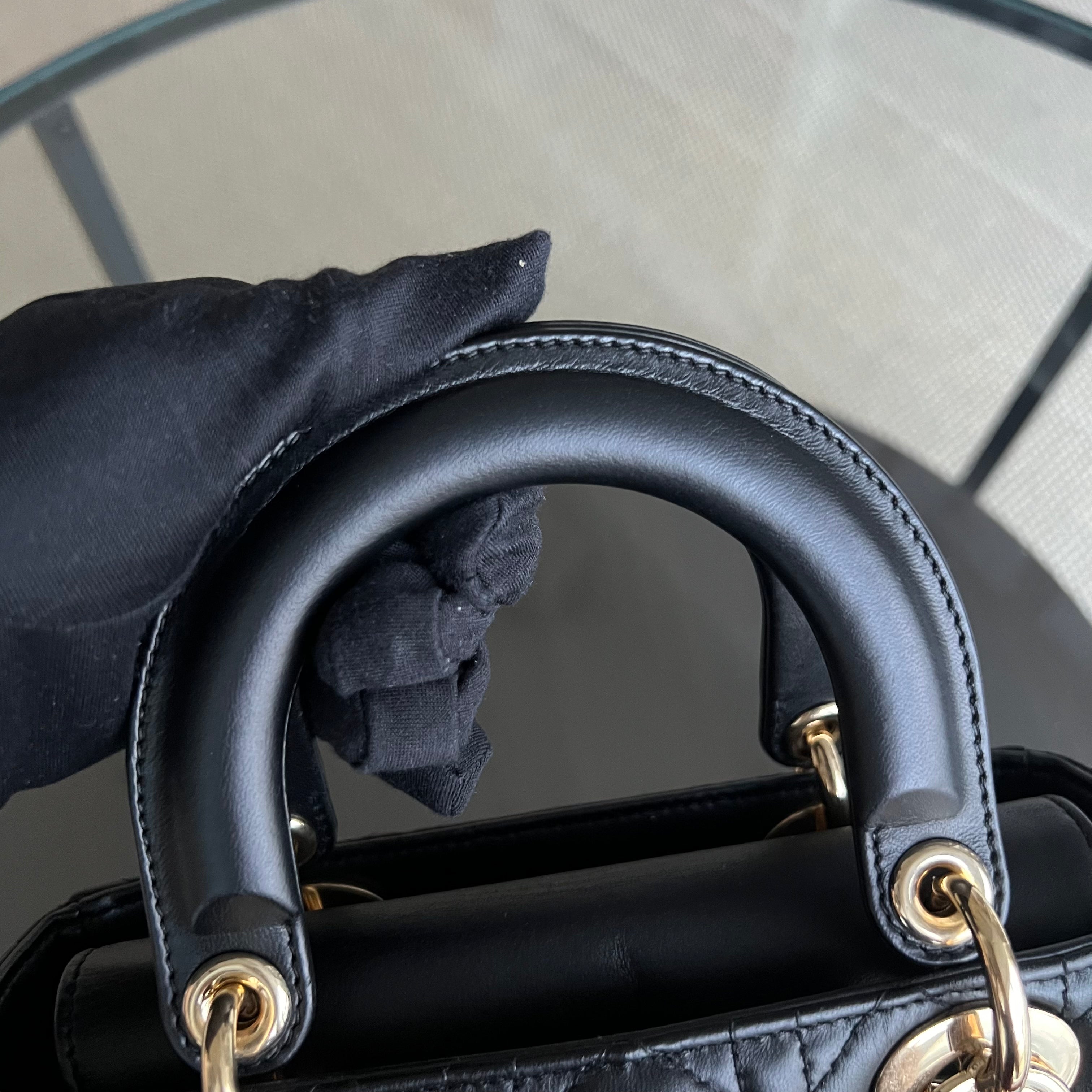 *ABC Strap* Dior Lady Small Cannage Lambskin Black Golden Hardware ABC Strap - Luxury Evermore