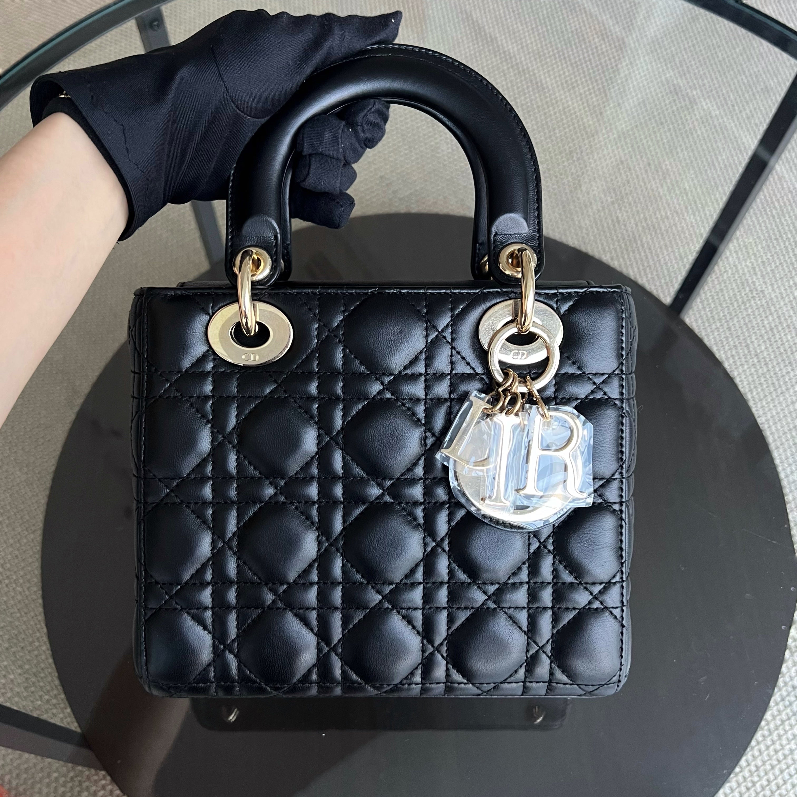 *ABC Strap* Dior Lady Small Cannage Lambskin Black Golden Hardware ABC Strap - Luxury Evermore