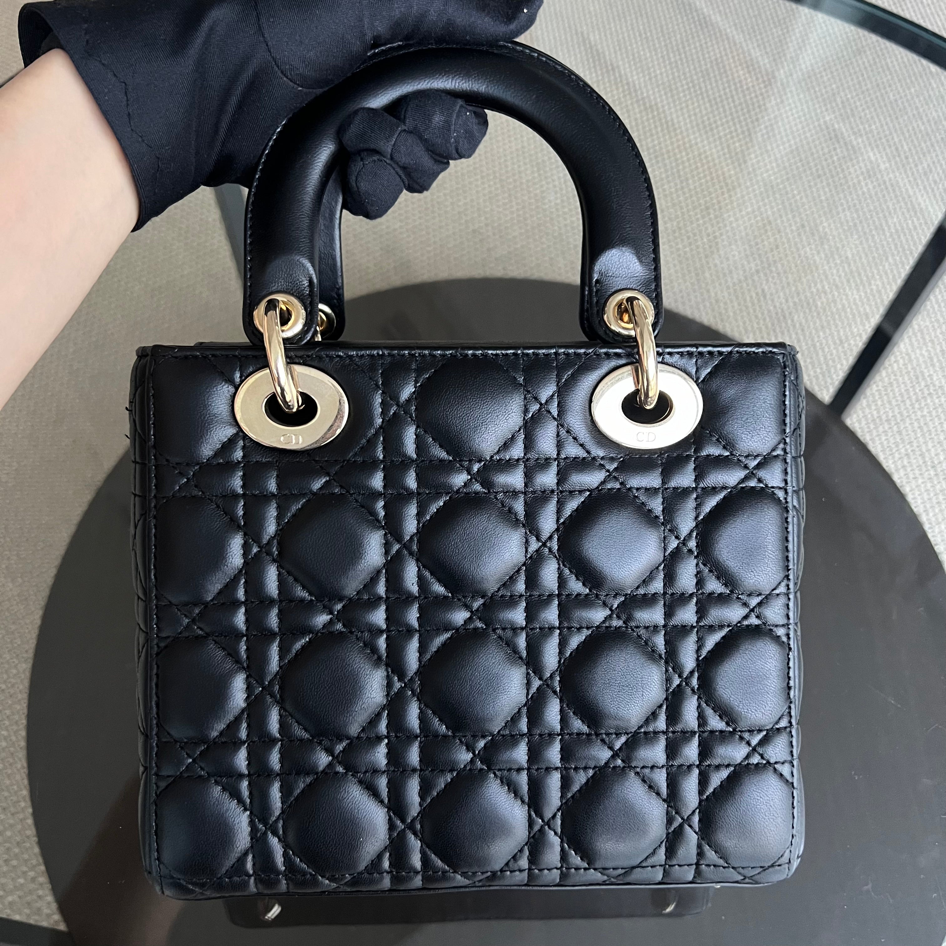 *ABC Strap* Dior Lady Small Cannage Lambskin Black Golden Hardware ABC Strap - Luxury Evermore