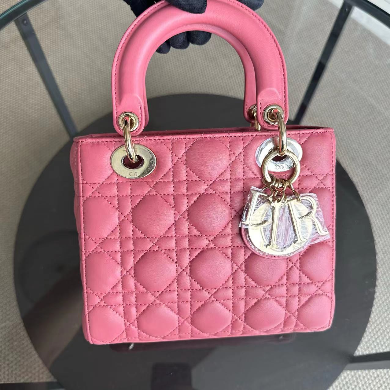 *ABC Strap* Dior Lady Small Cannage Lambskin My ABC MYABC Charm Light Pink GHW - Luxury Evermore