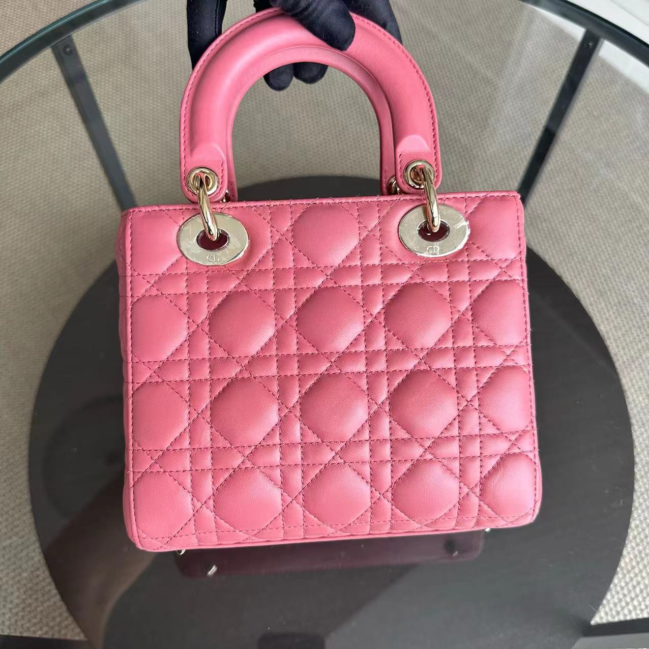 *ABC Strap* Dior Lady Small Cannage Lambskin My ABC MYABC Charm Light Pink GHW - Luxury Evermore