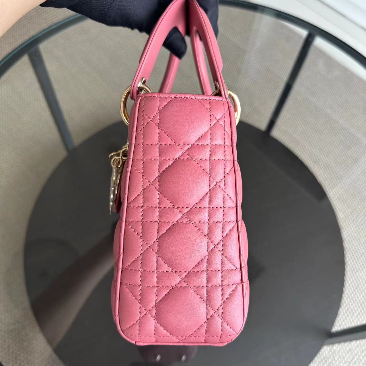 *ABC Strap* Dior Lady Small Cannage Lambskin My ABC MYABC Charm Light Pink GHW - Luxury Evermore