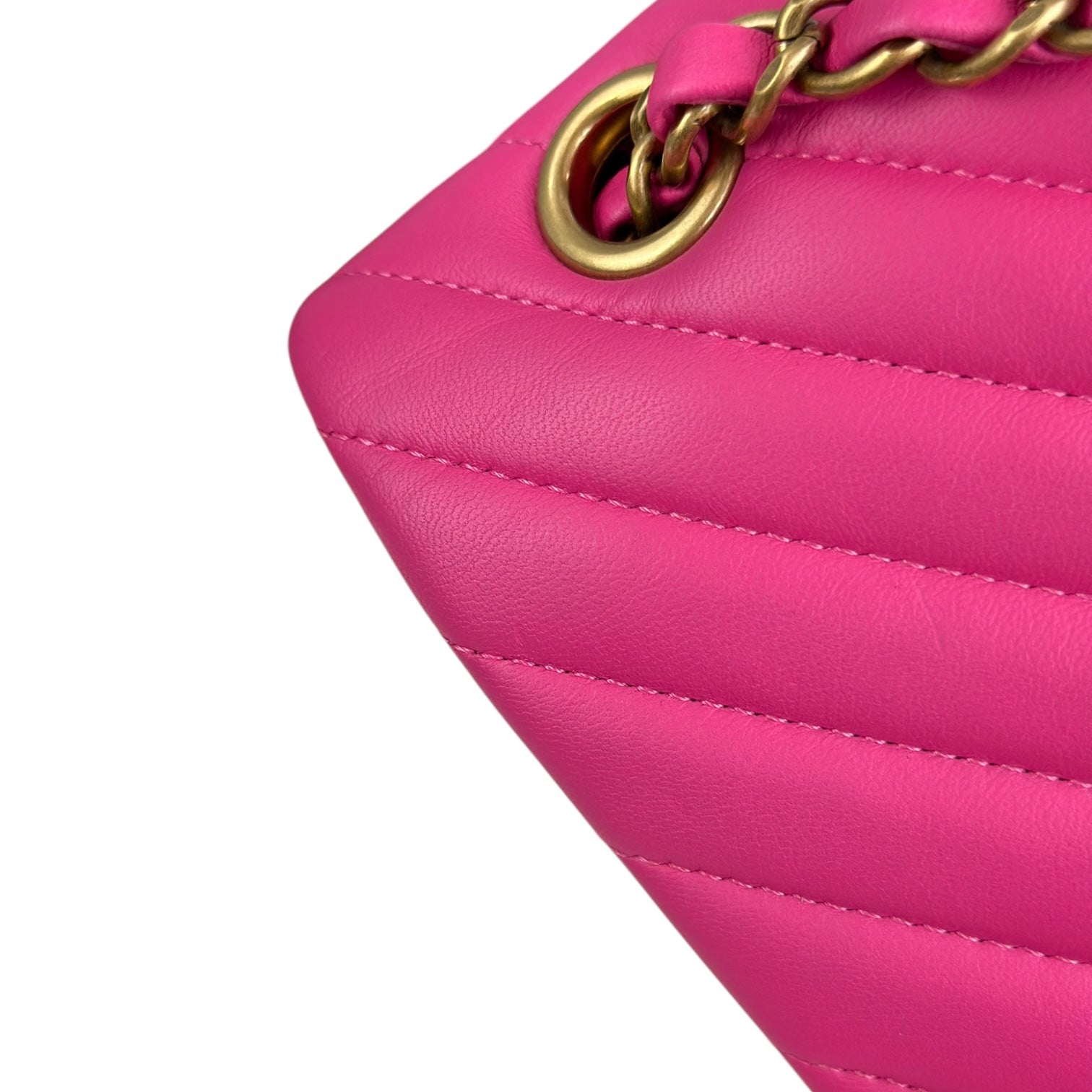 Chanel Classic Flap Medium - Chevron Lambskin Double Flap Hot Pink Gold Hardware Series 21