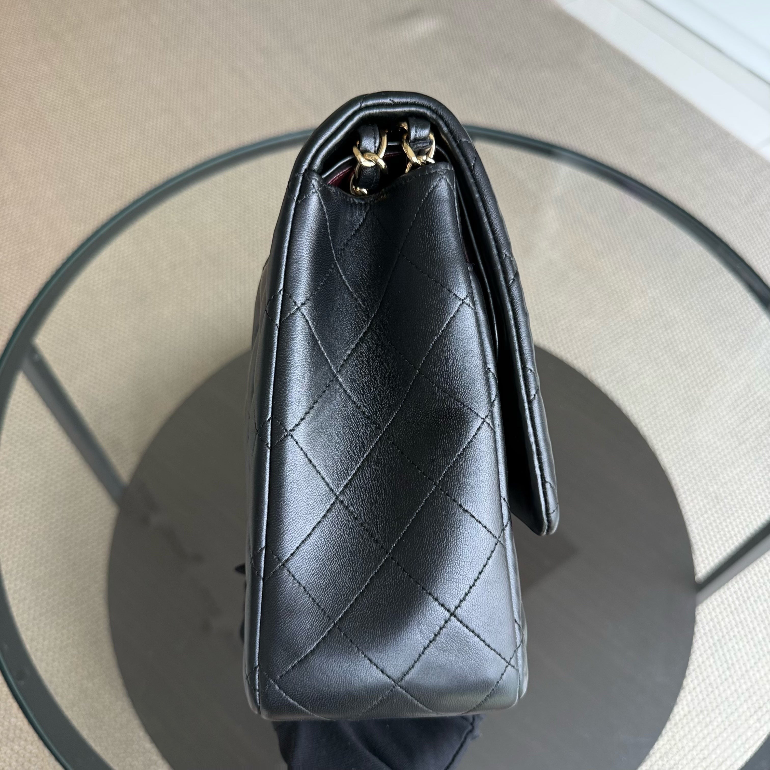 Chanel Classic Flap Maxi - 34CM Quilted Lambskin Double Flap Black Gold Hardware Series 15