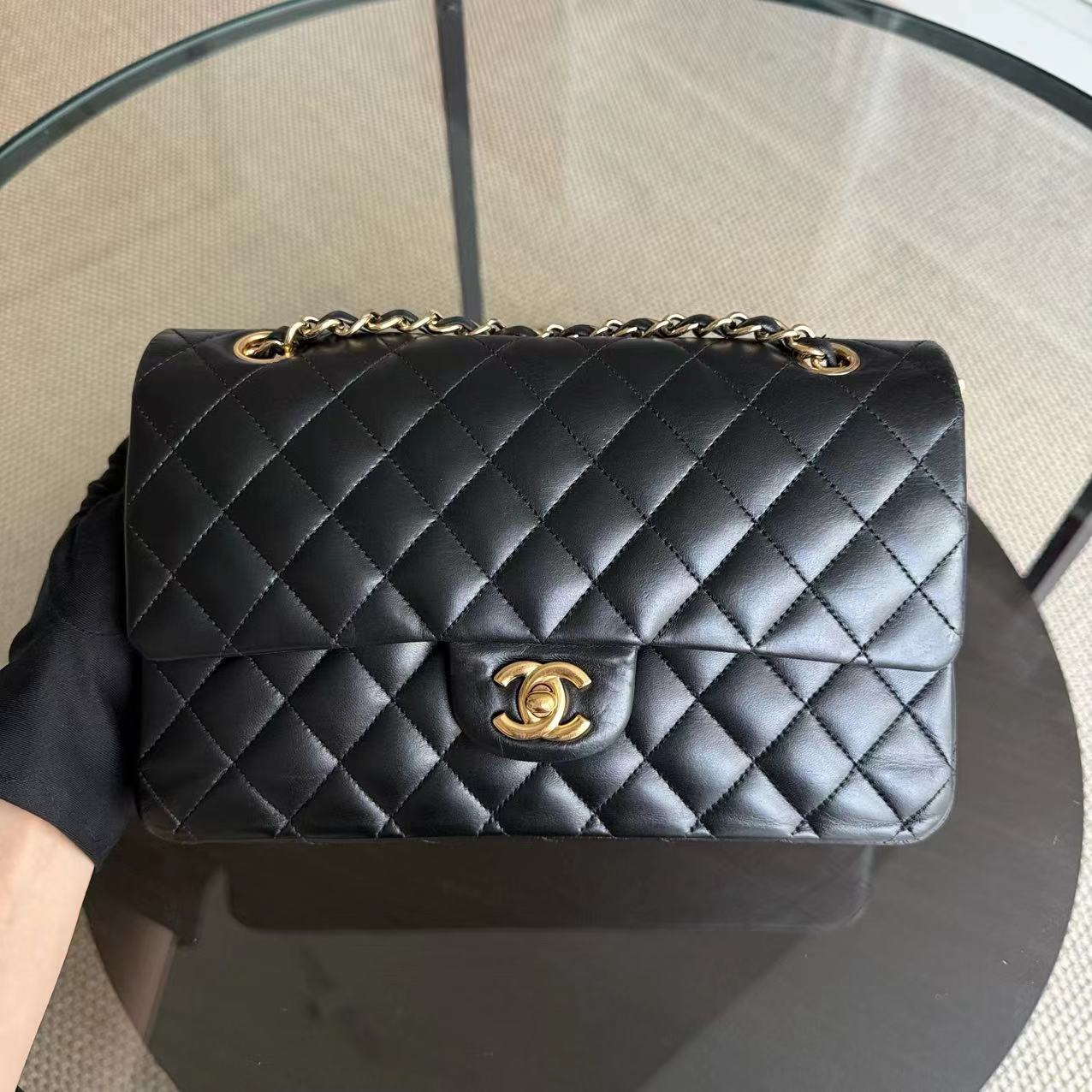 Chanel Classic Flap Medium - Quilted Lambskin Black Gold Hardware Series 14