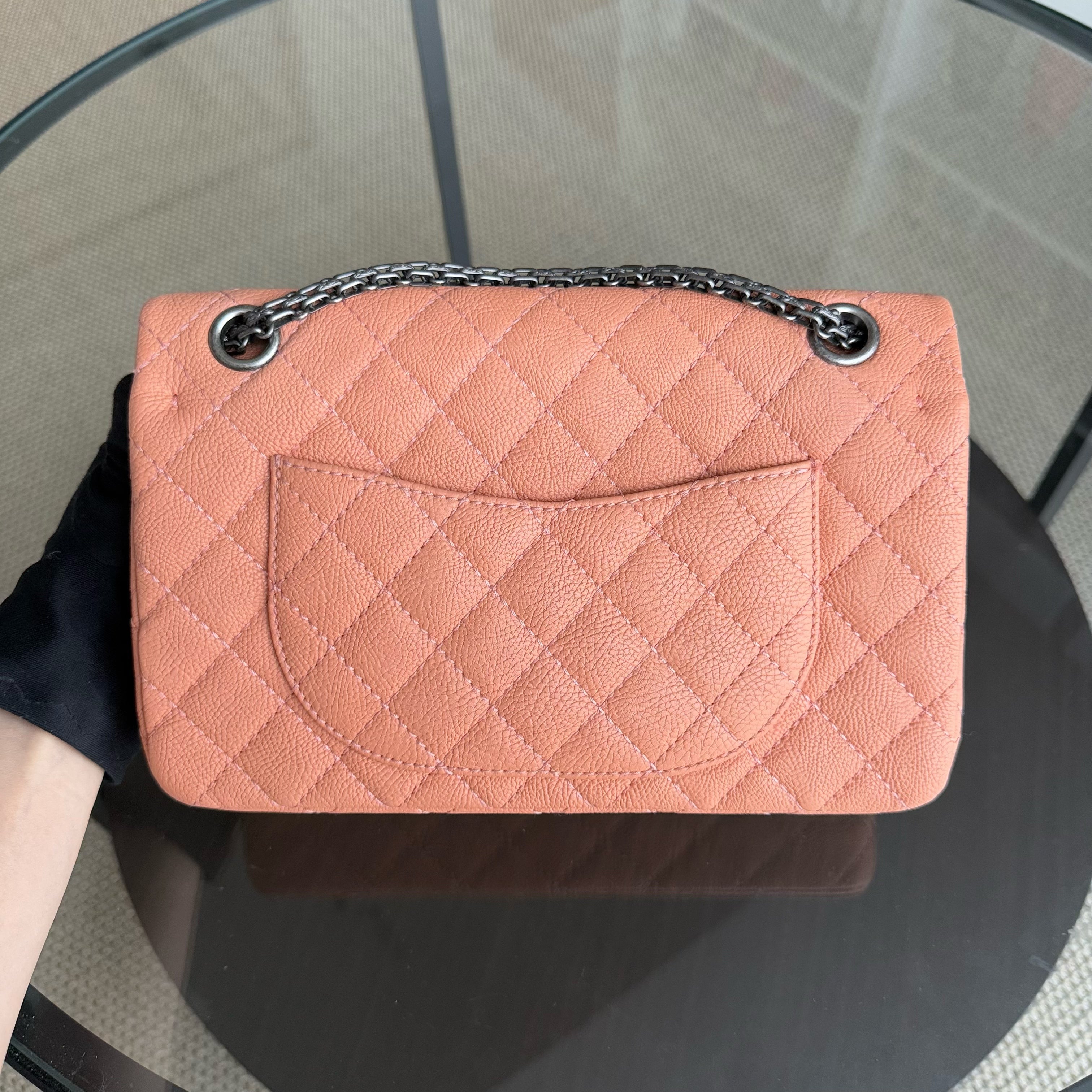 Chanel 2.55 Reissue 225 - 24CM Caviar Quilted Caramel Blush Ruthenium Silver Hardware Series 22