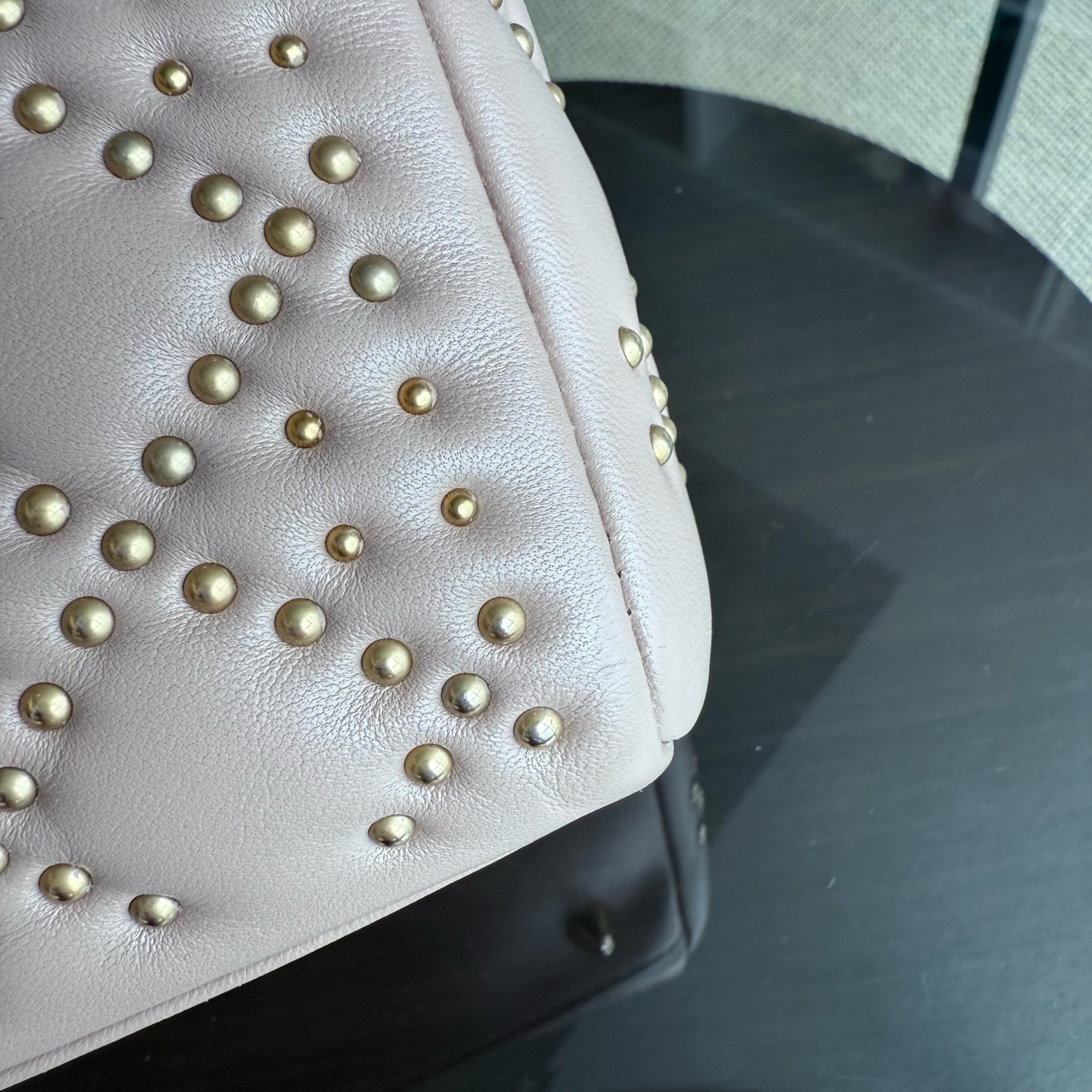 Dior Lady Medium - Studded Cannage Lambskin Blush Gold Hardware