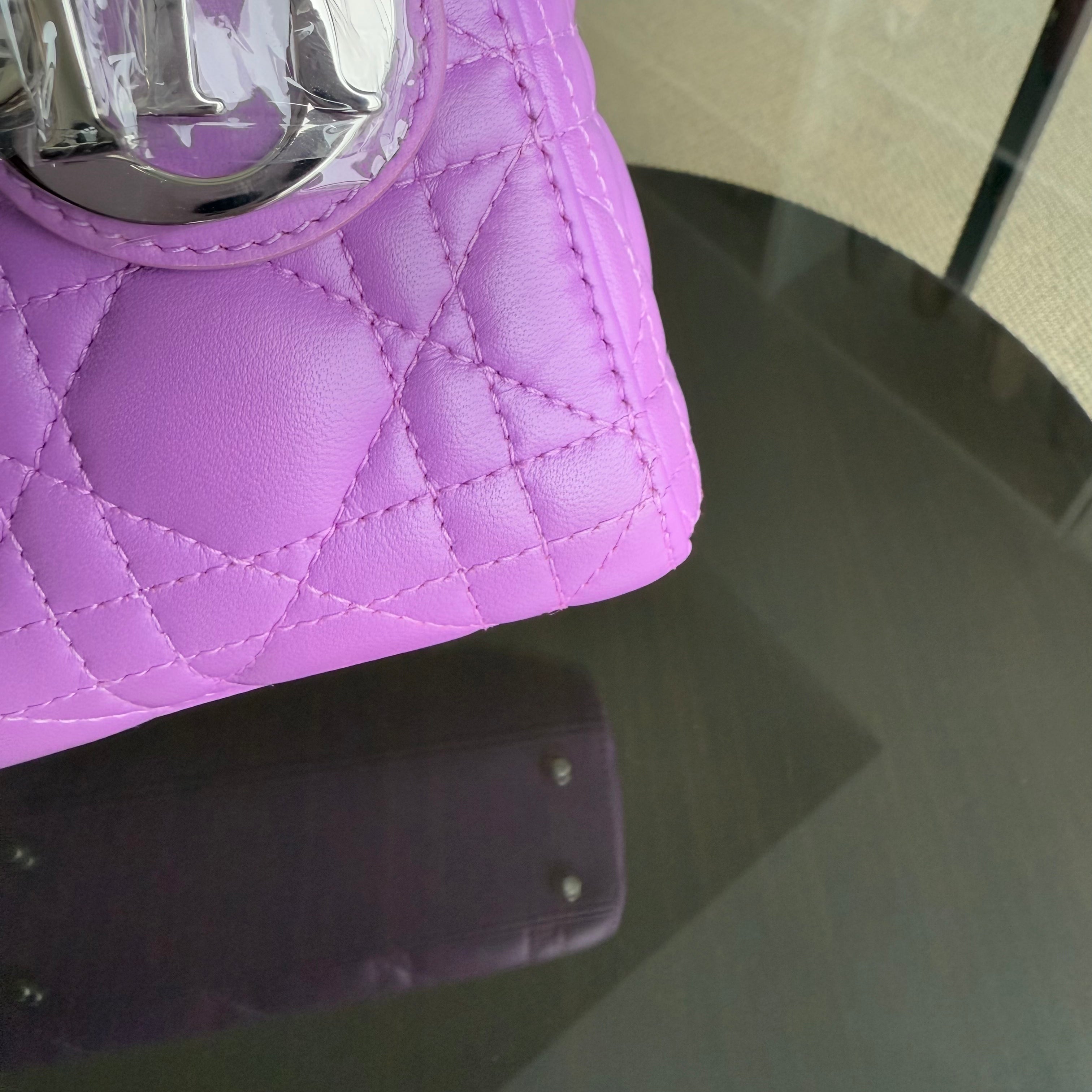 Dior Lady Mini - Cannage Lambskin Purple Silver Hardware