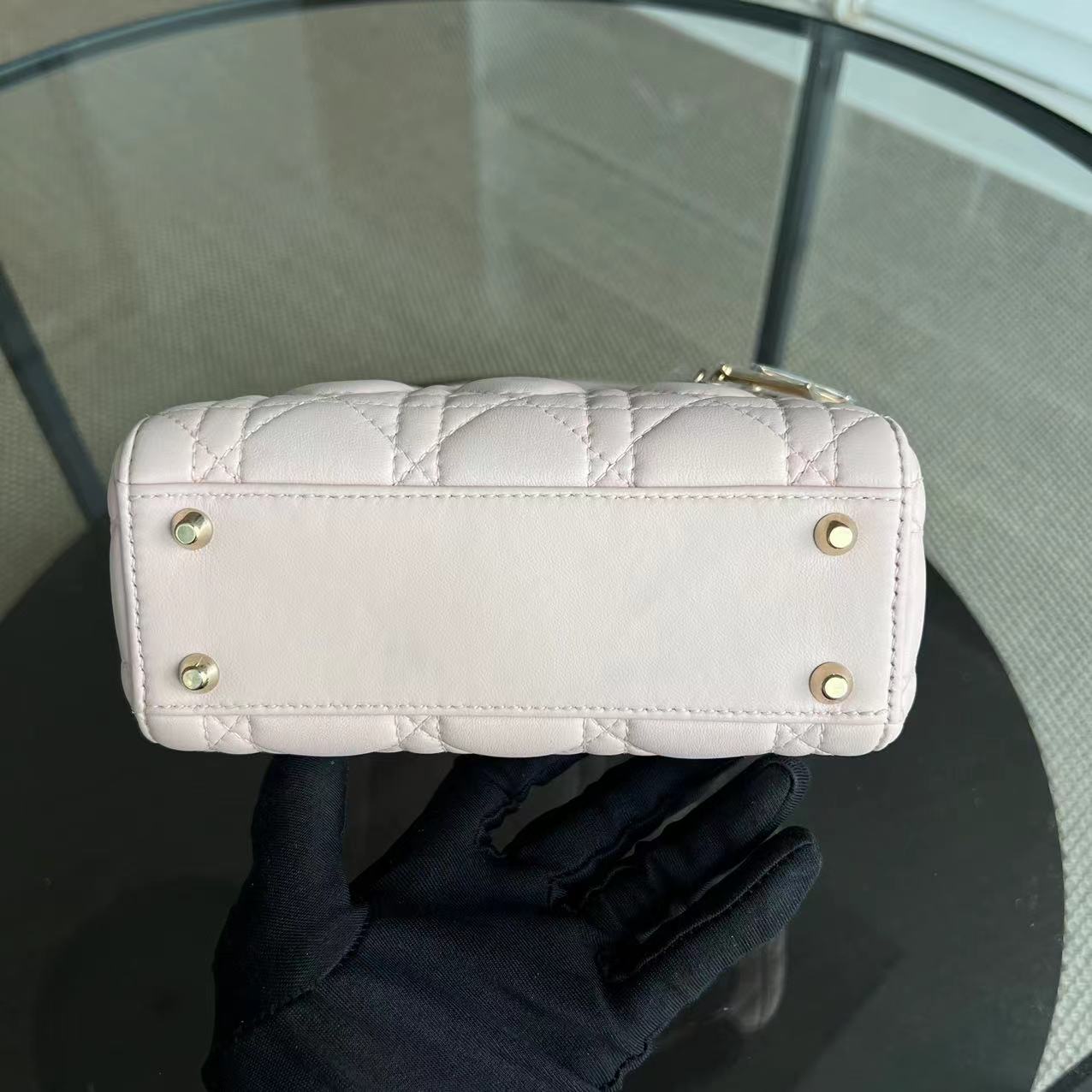 *Adjustable Strap* Dior Lady Mini Cannage Lambskin Sakura Pink GHW - Luxury Evermore