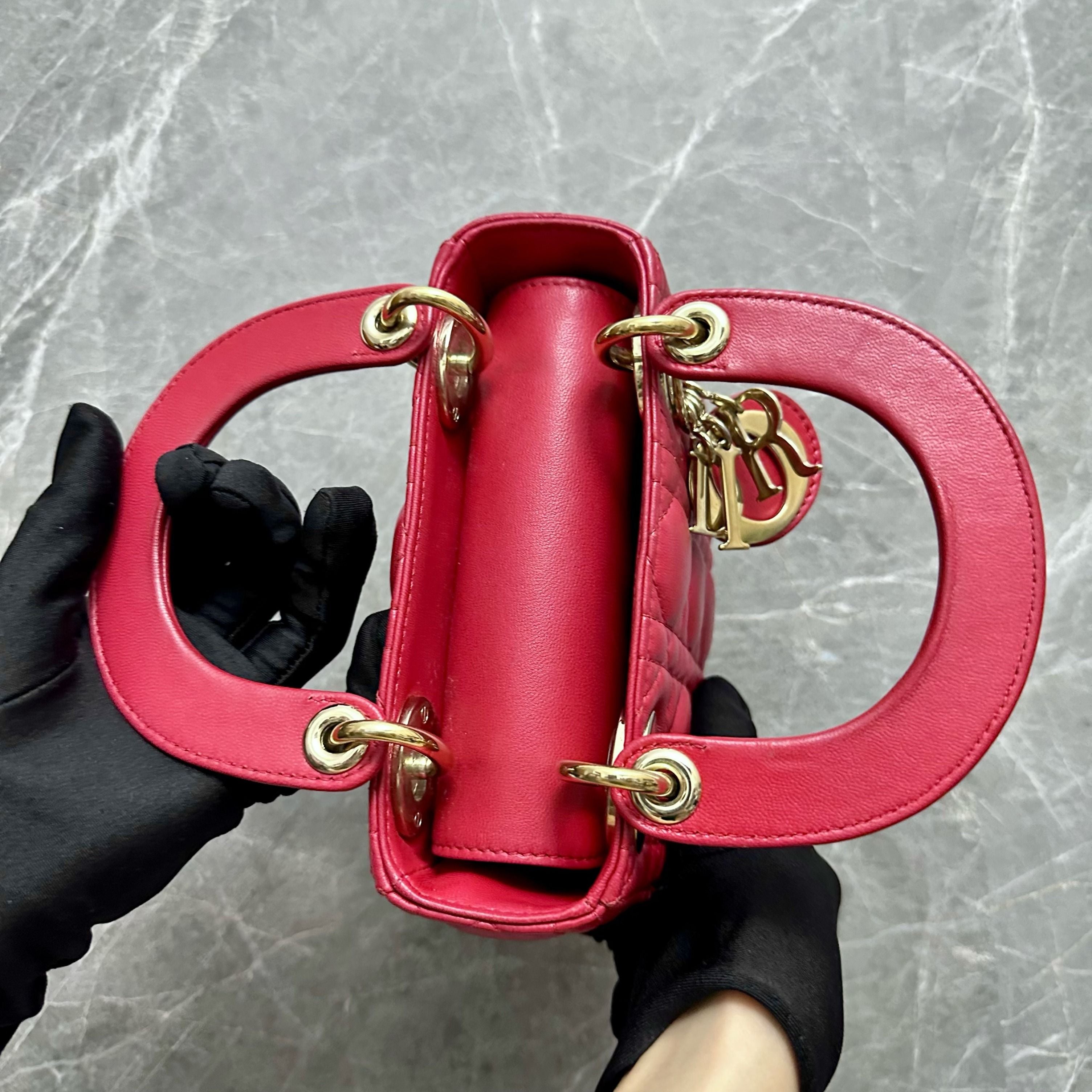 *Adjustable Strap* Dior lady Mini Red Lambskin GHW - Luxury Evermore