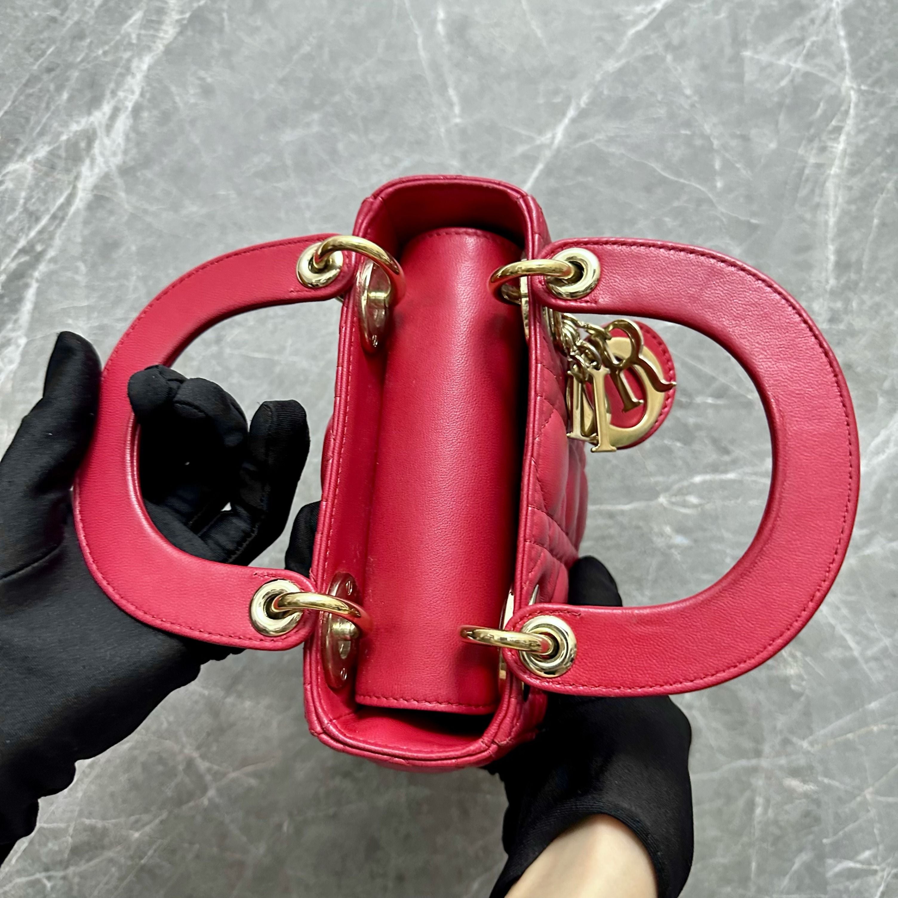 *Adjustable Strap* Dior lady Mini Red Lambskin GHW