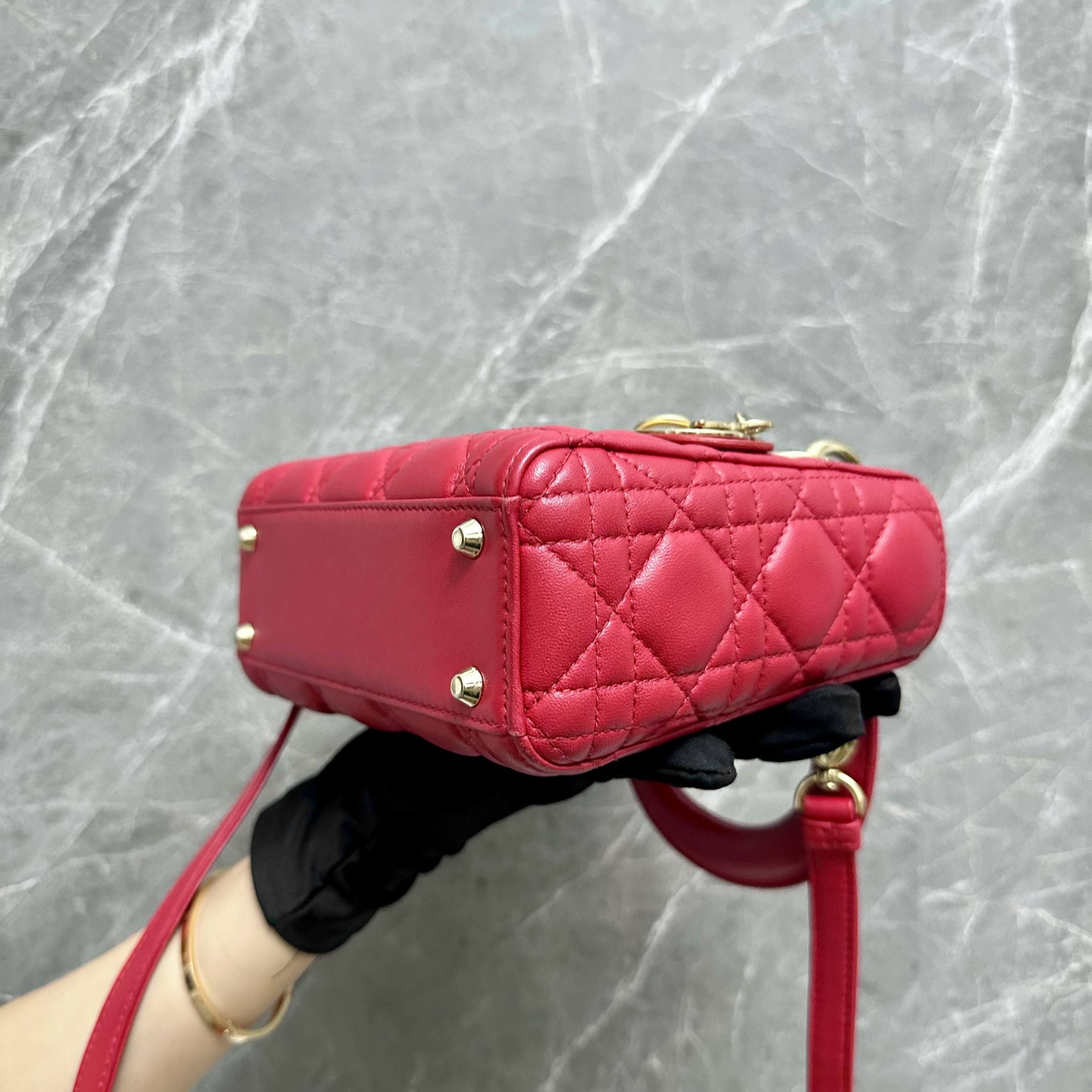 *Adjustable Strap* Dior lady Mini Red Lambskin GHW