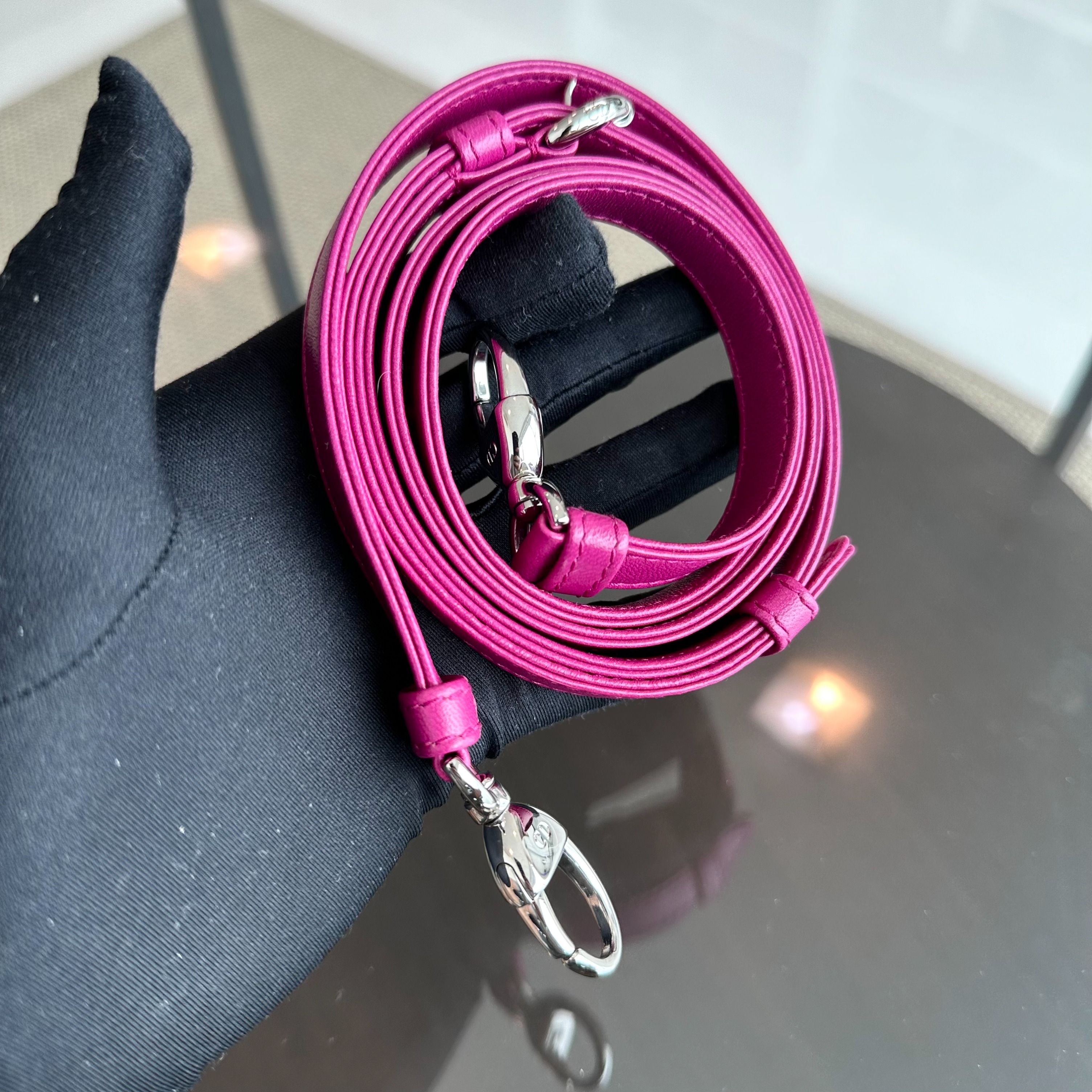 *Adjustable strap* Dior Lady Mini Lambskin Flap Cannage Purple SHW