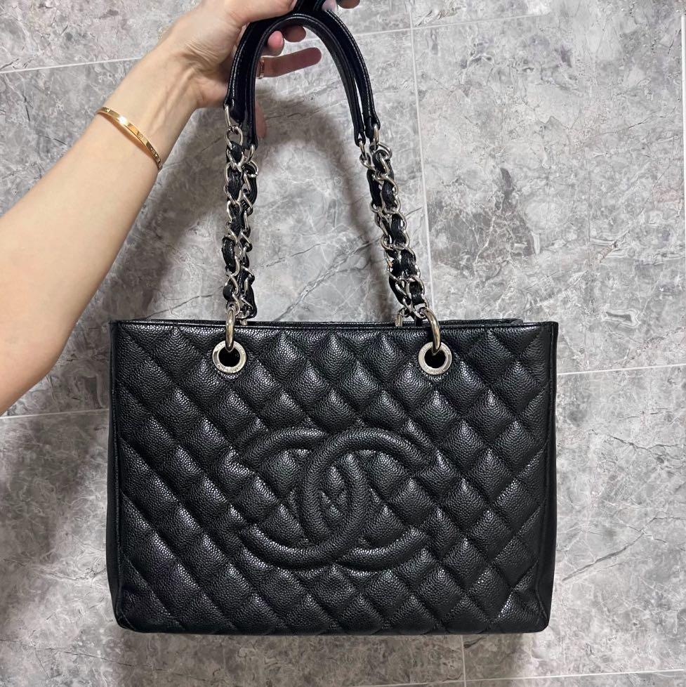 Authentic Chanel Black Caviar NO.14 Grand Shopping Tote GST (SHW) - Luxury Evermore