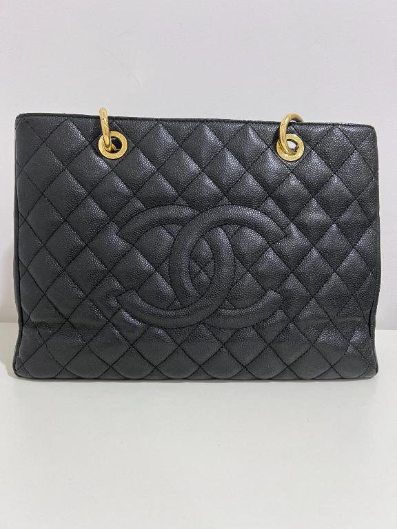 Authentic Chanel Black Grand Shopping Tote GST with Gold Hardware Caviar - Luxury Evermore