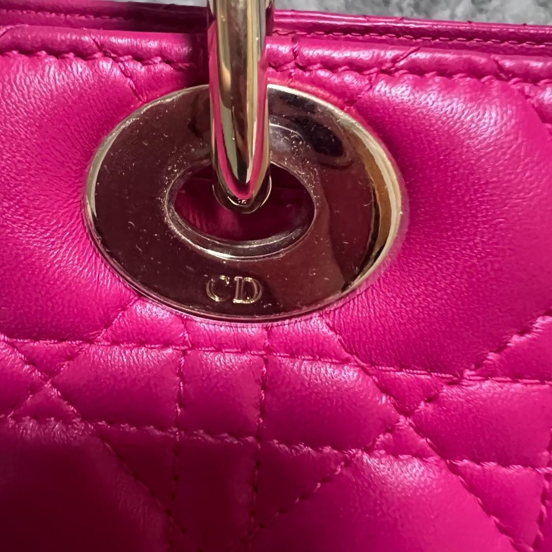 Authentic Dior Lady Meidum Lambskin Pink with Gold Hardware - Luxury Evermore