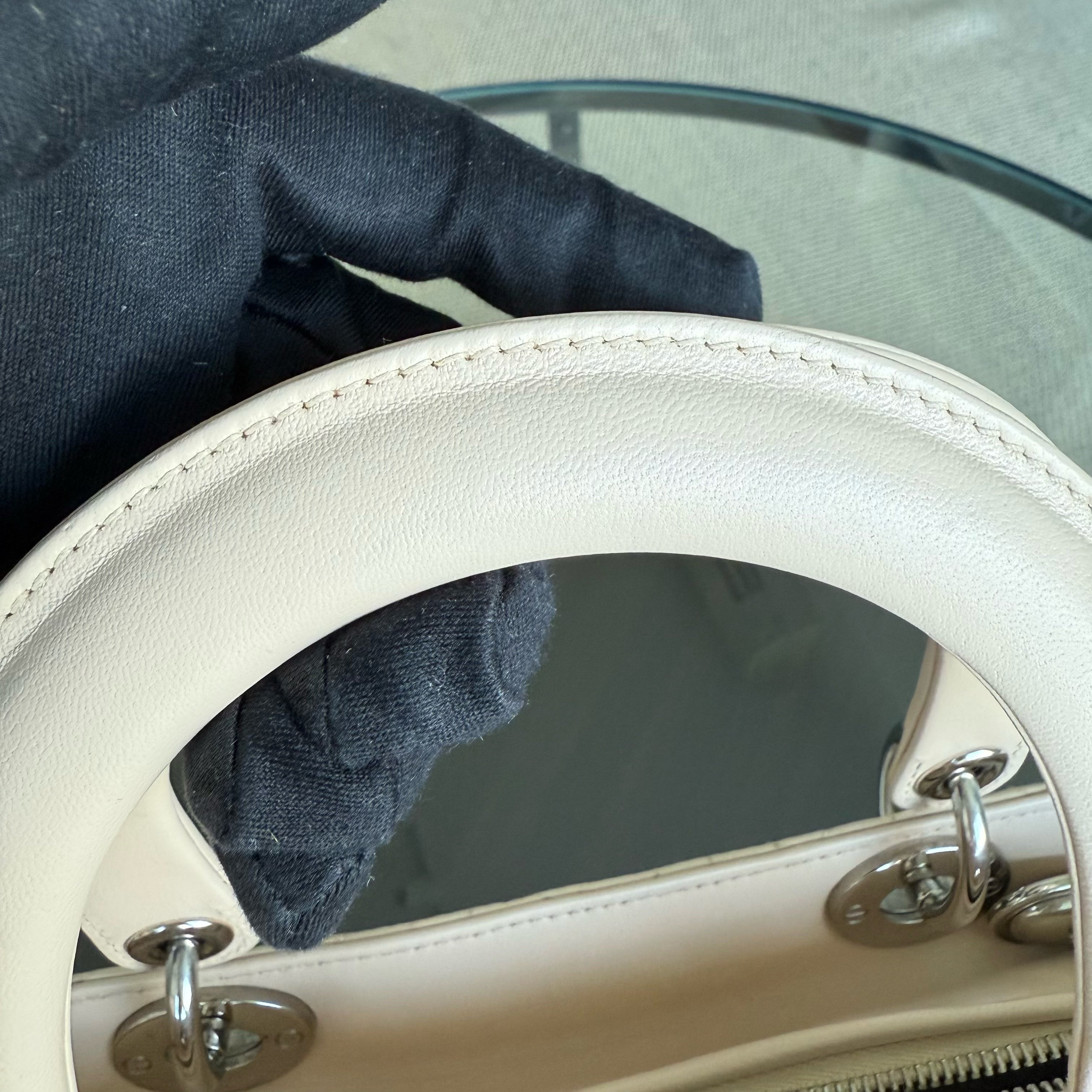 Dior Lady Medium - Cannage Lambskin Nude Silver Hardware