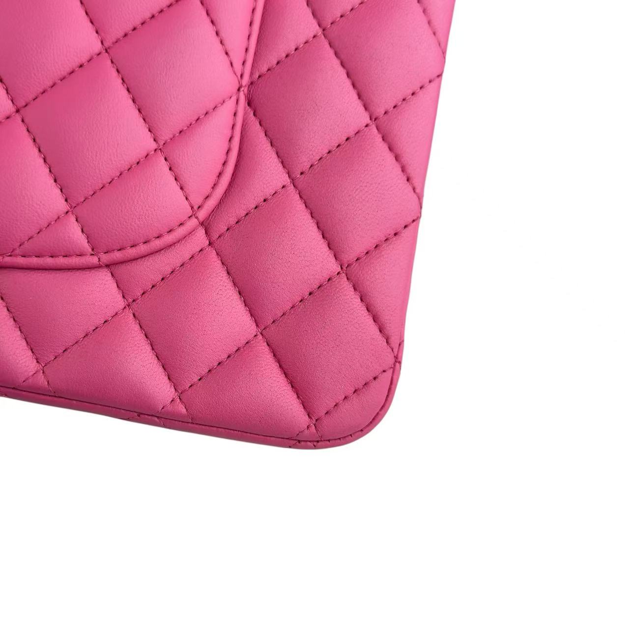 Chanel Classic Flap Medium - Quilted Lambskin Hot Pink Gold Hardware Series 18