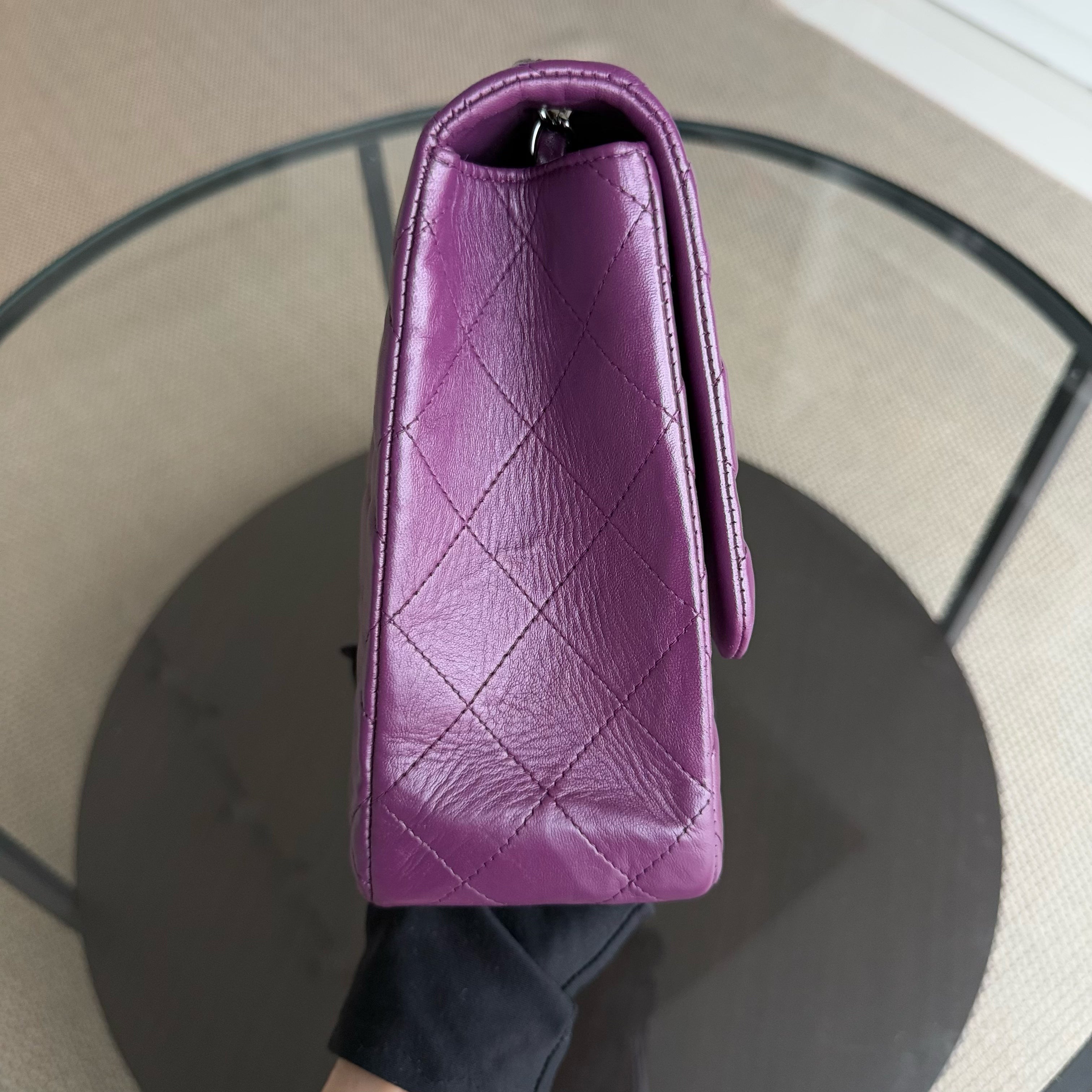 Chanel Classic Flap Jumbo - 30CM Quilted Lambskin Single Flap Purple Violet Series 10