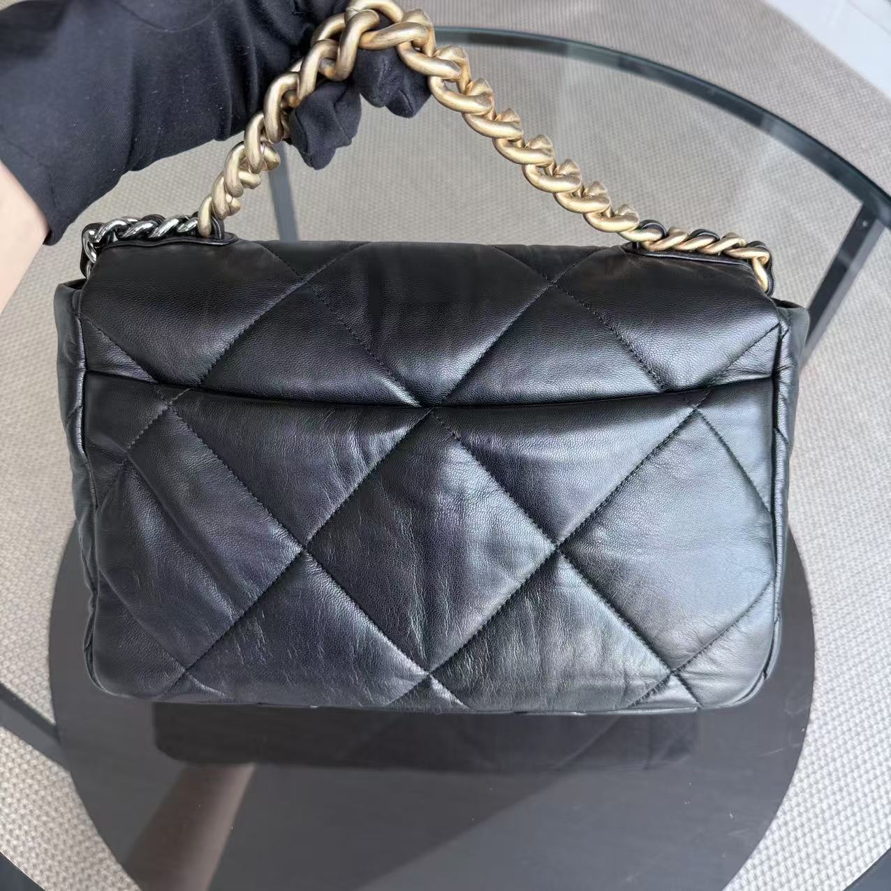 Chanel 19 Bag Medium - C19 Quilted Goatskin Black Two-Tone Gold Hardware Series 28